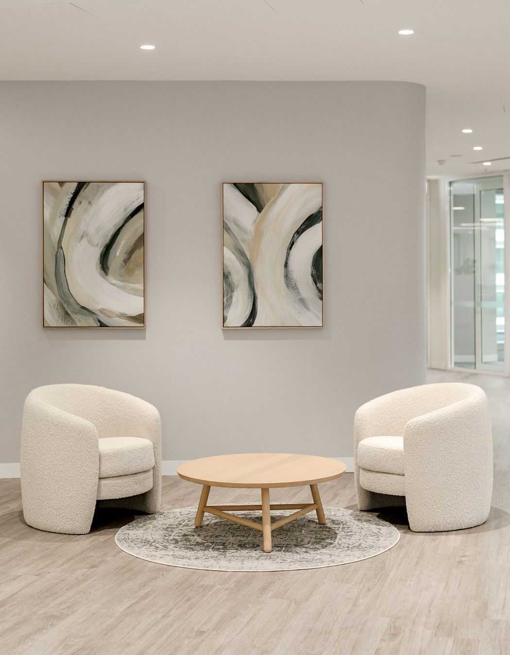 Pictured here: Kennedy Tenner Occasional Chair and Linea Tri Base Coffee Table