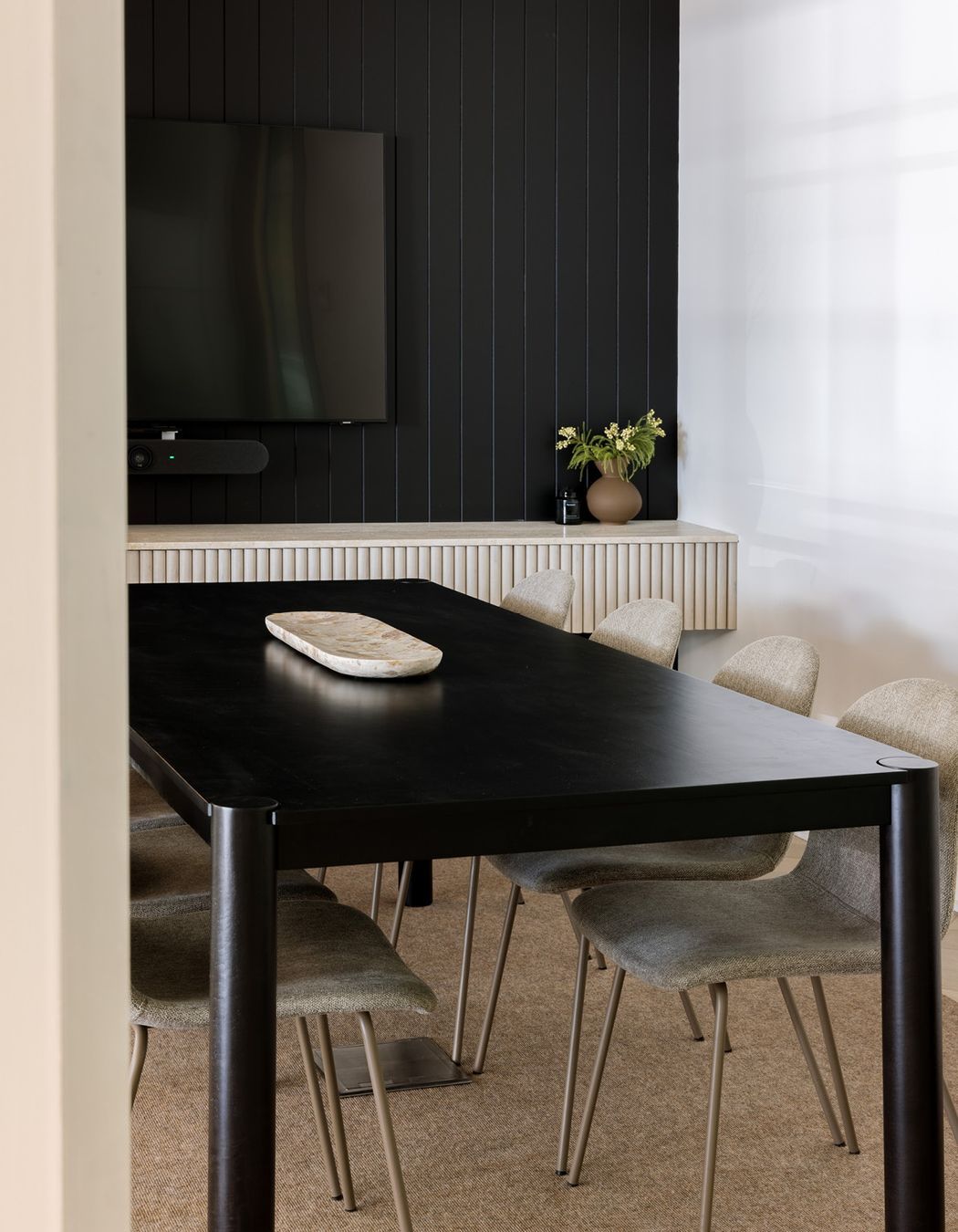 Pictured here: Linea Oslo Dining Table and Smith Straight Leg Dining Chair