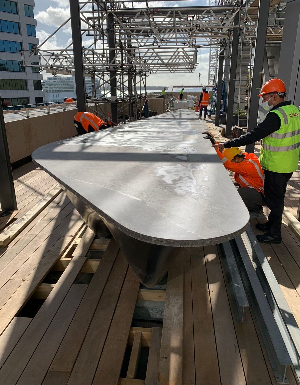 Commercial Bay - Concrete table by Jagas paving and precast