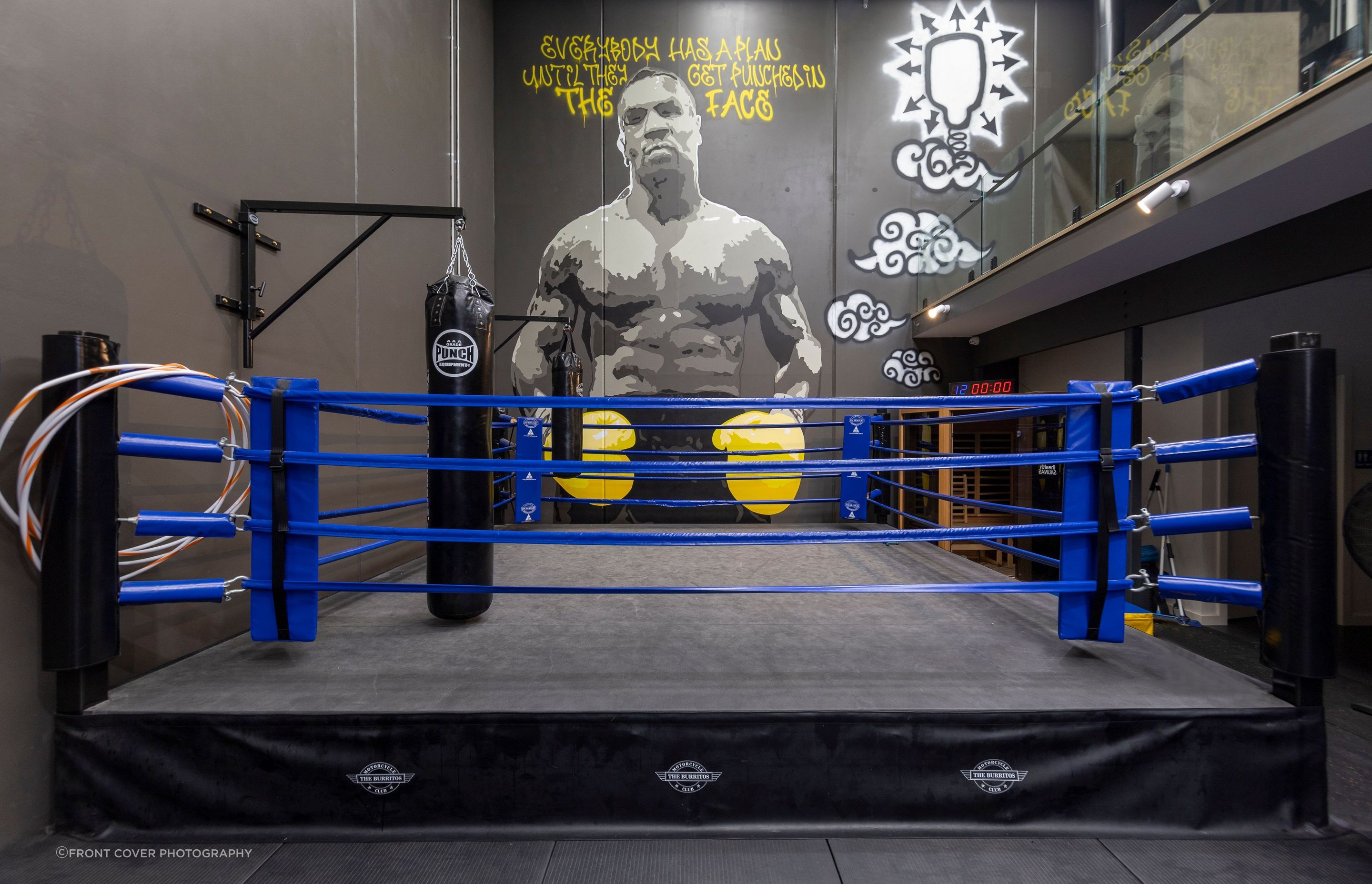 Full sized boxing ring is a must for this Private Boxing Club