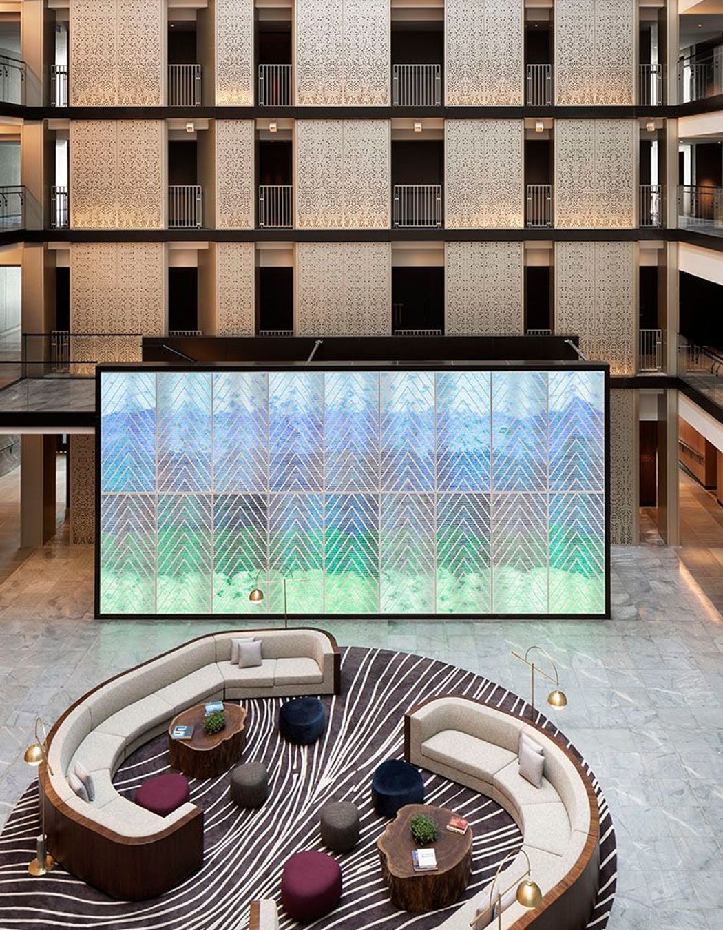 Lobby offers art and awe in scale of the space
