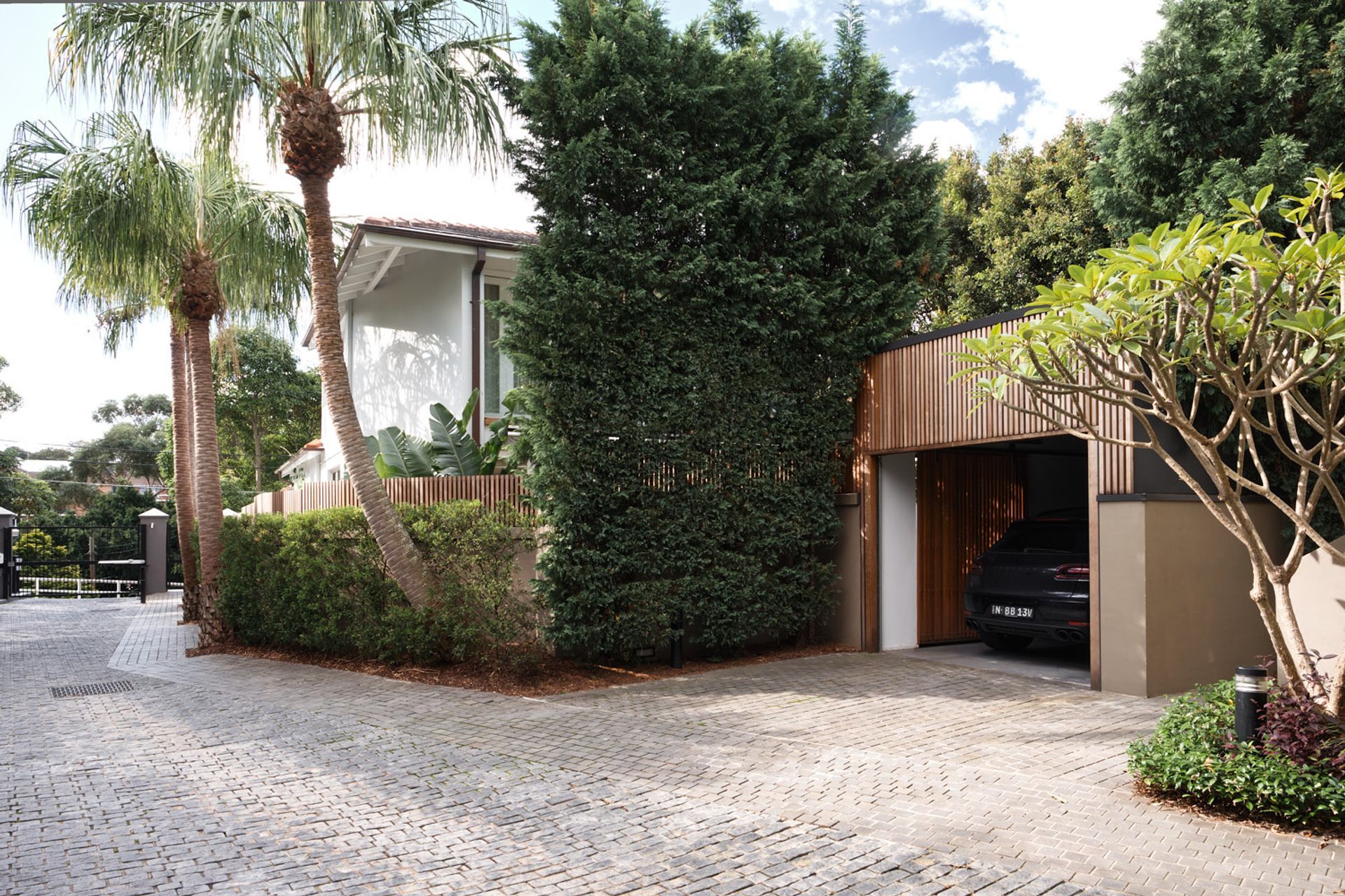 The detached garage on the southern side of the dwelling is accessible through a shared driveway from the adjacent property.