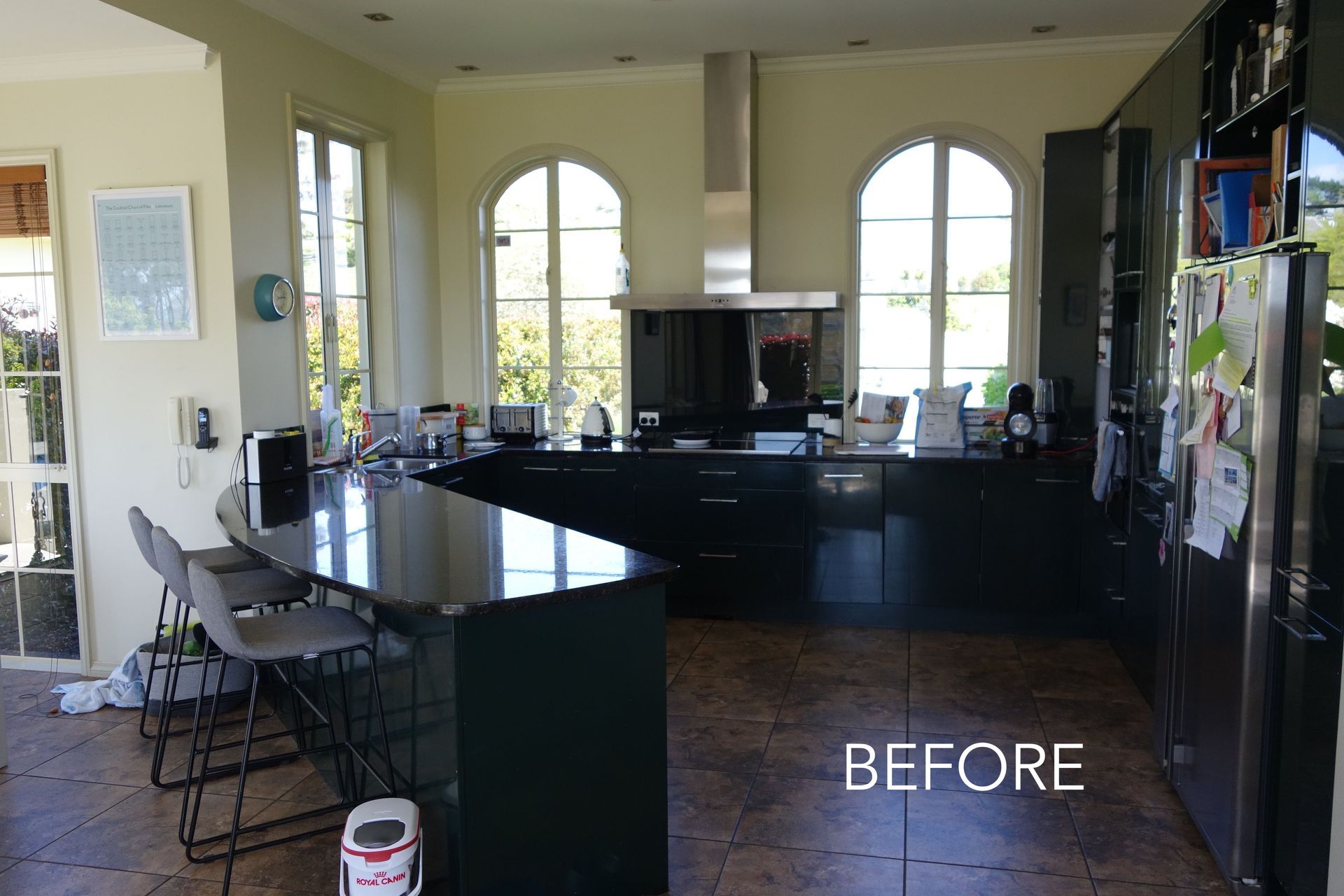 It was hard for our client to find anything good about the old kitchen before - it didn't match the home's value, it was dark, of incoherent (no) style, low quality fittings (held together by cable ties and duct tape), lacked storage, awkward to reach cupboards, cluttered, hard to clean, water damaged (due to bad detailing), and item arrangement either frustratingly too close (bins & sink-worker in corner) or too far away (sink to fridge relationship).  They wanted to make the new design feel intentional - as if it had been there from the start. Her comment at completion: “It’s all so easy to keep clean now. I couldn’t be bothered with the old kitchen, no matter what you did it still didn’t look good.”