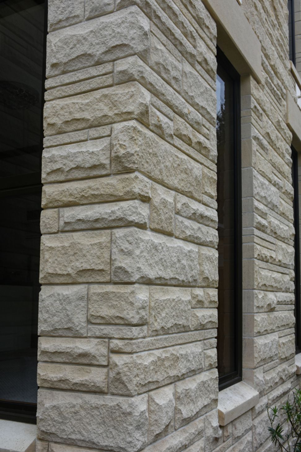 Close up on the cleaned/restored Oamaru stone work - corners