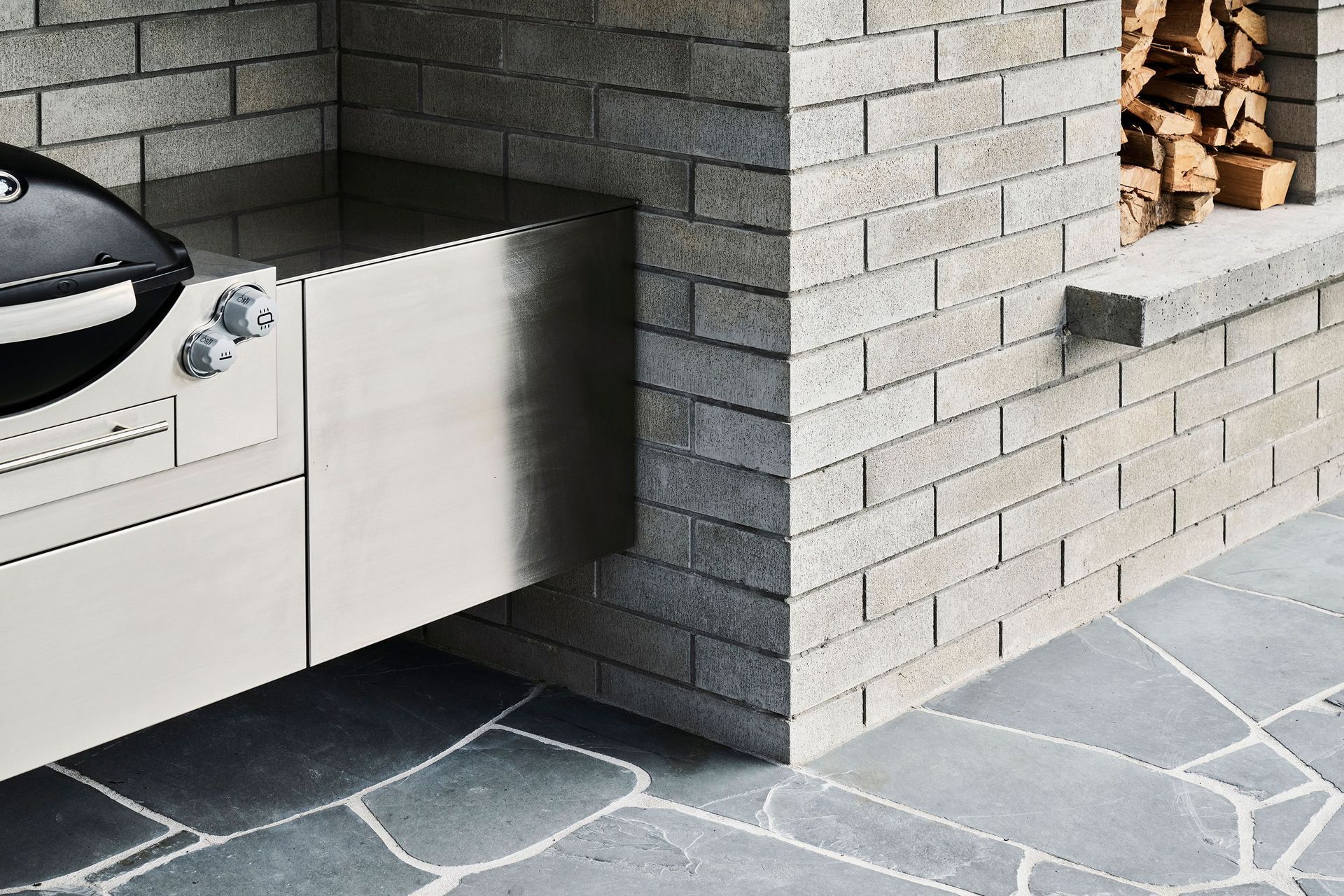 Custom built stainless steel BBQ cabinet by Matakana Kitchens and Joinery