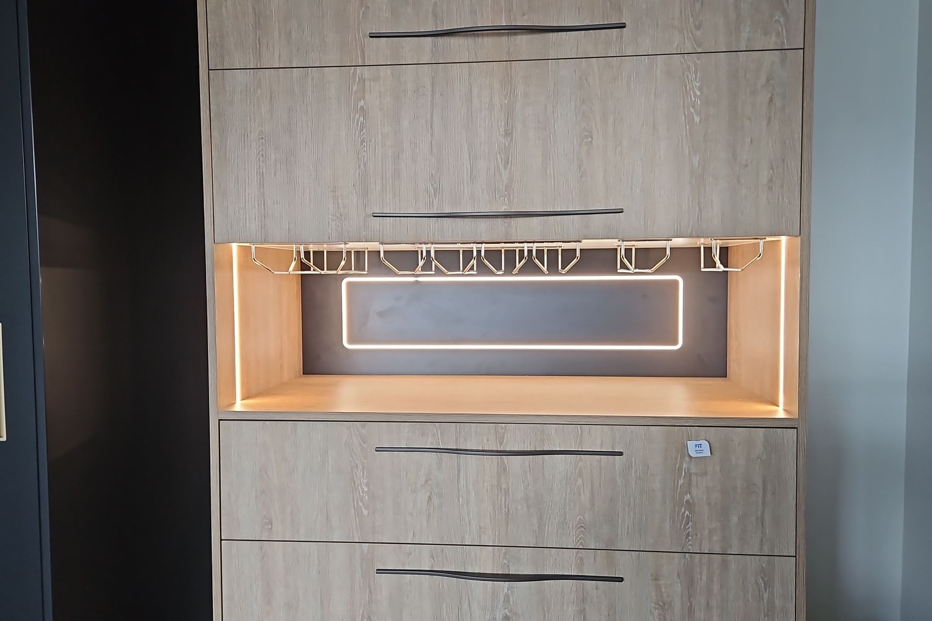 Domus Line Super Flexible LED Strip, FIT Giamo Wine Glass Racks and SlimFIT Soft Close Drawers