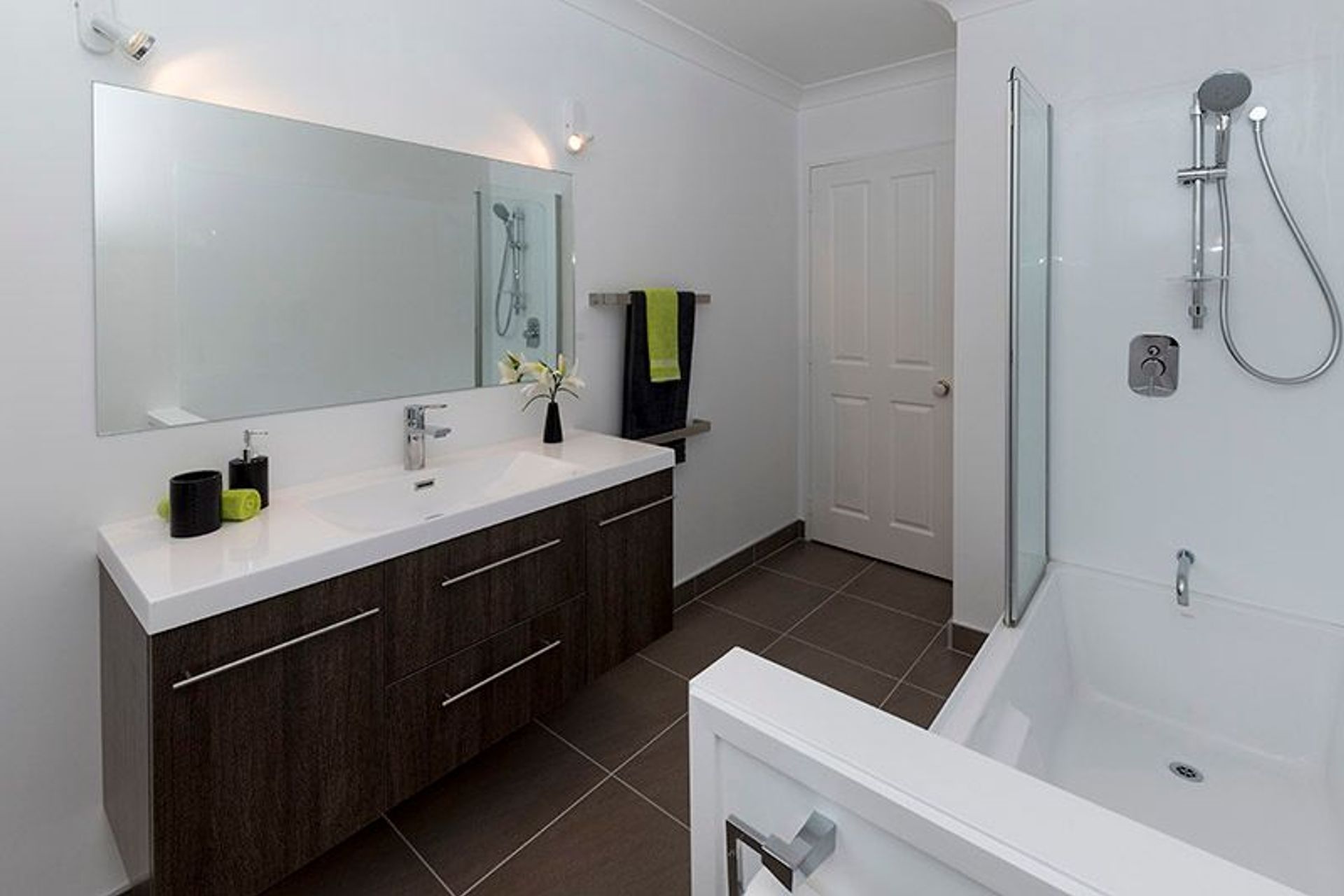 Bathroom - What a change, from another pink carpeted bathroom with pink wallpaper, this room is much more practical and inviting. 