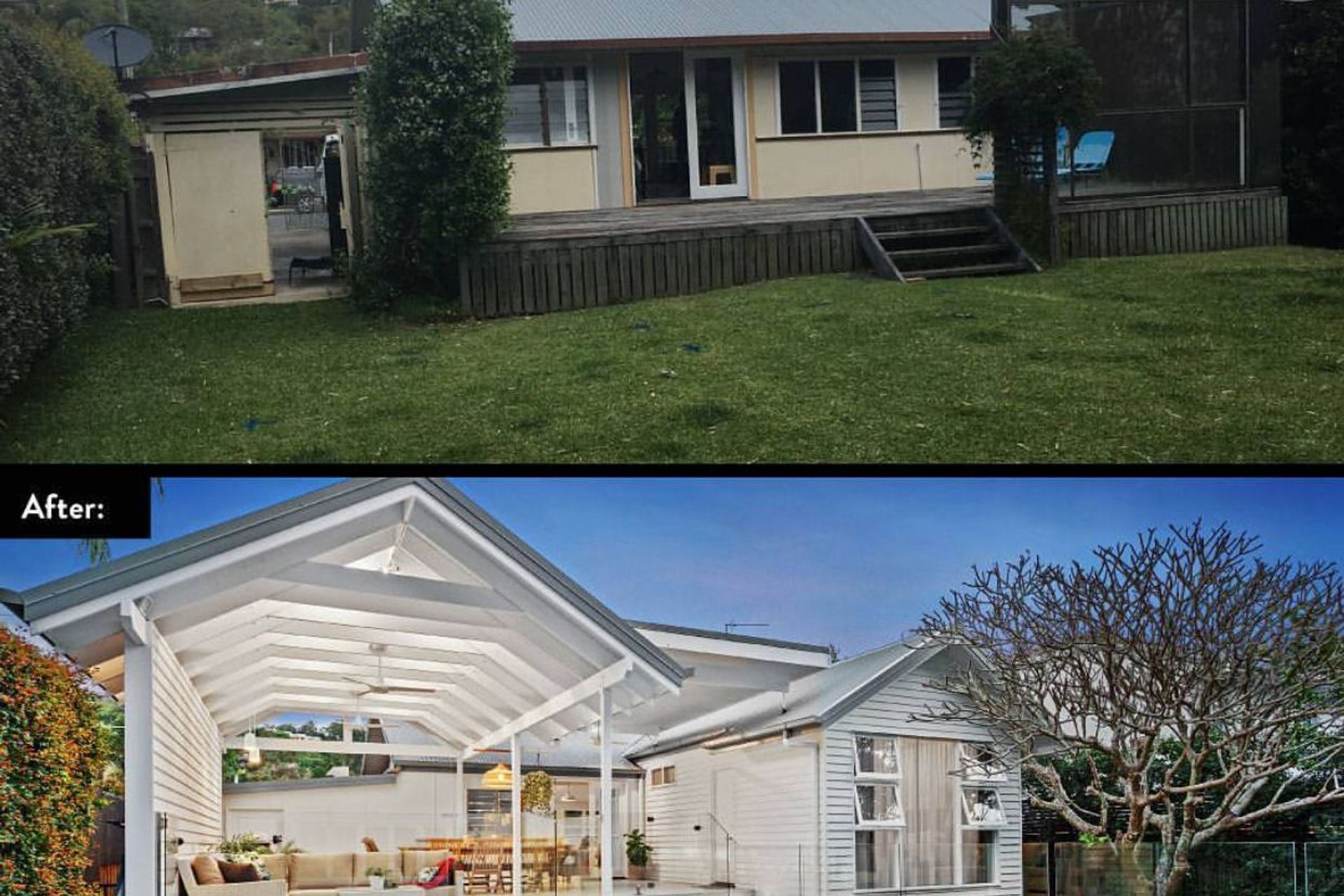 Before and After Images of the house renovation and extension.