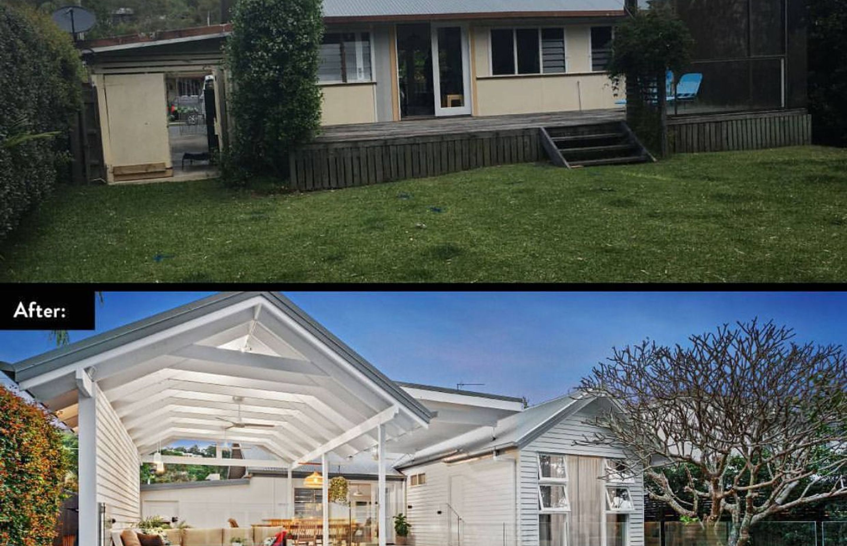 Before and After Images of the house renovation and extension.