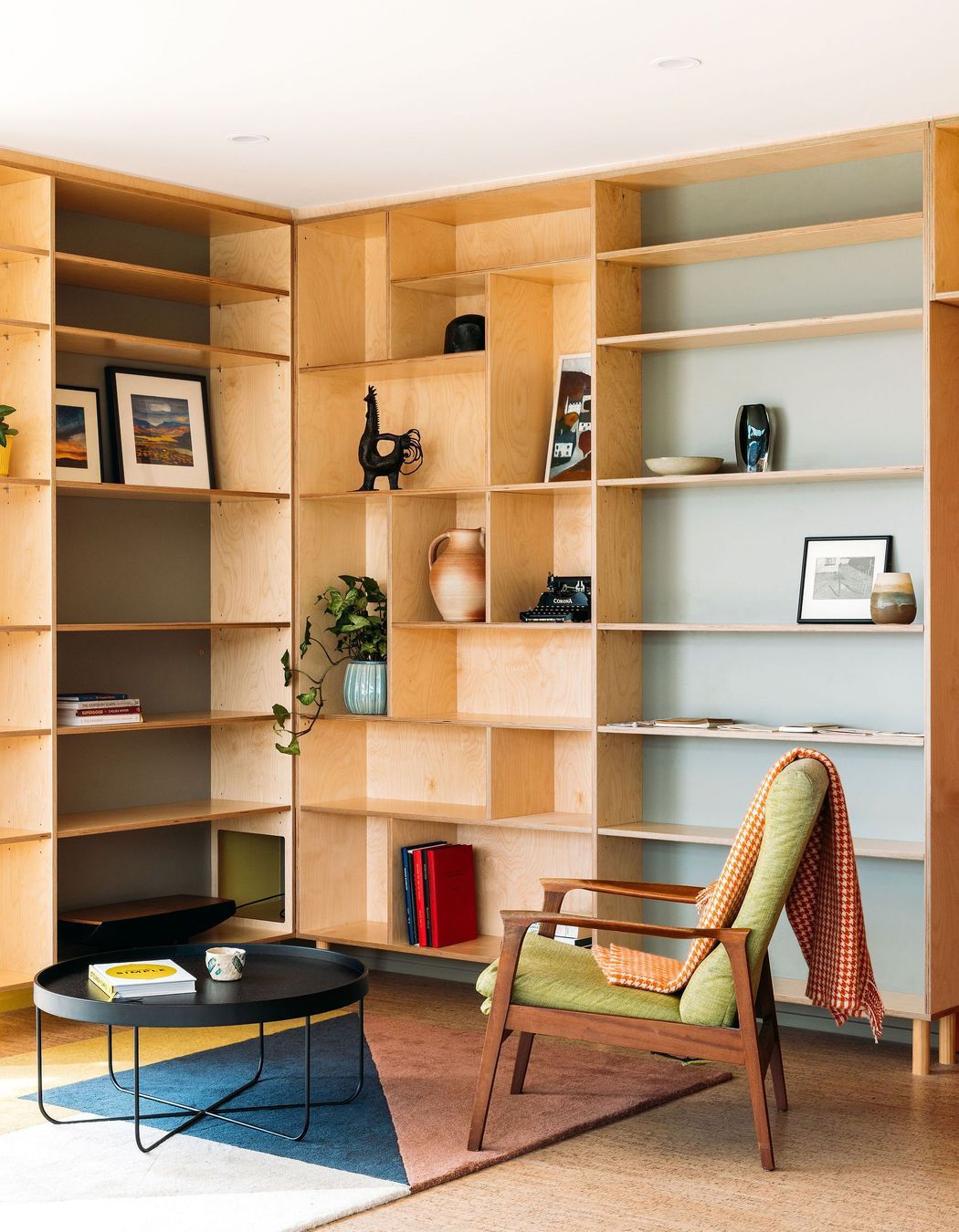 A quiet place to read in the light filled space.