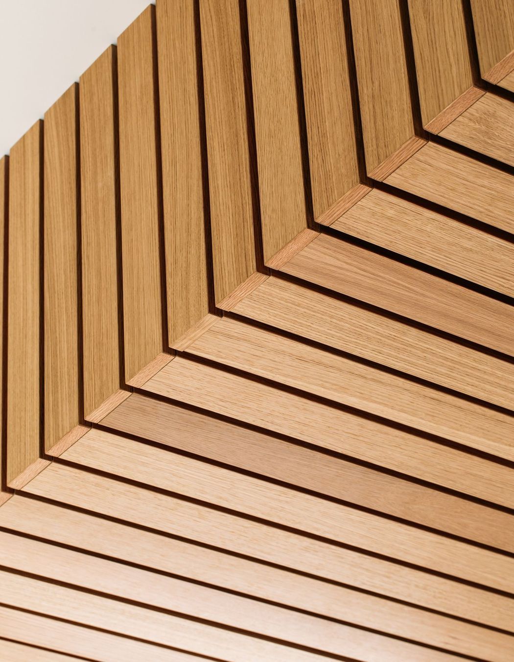 Solid oak paneled ceiling feature.