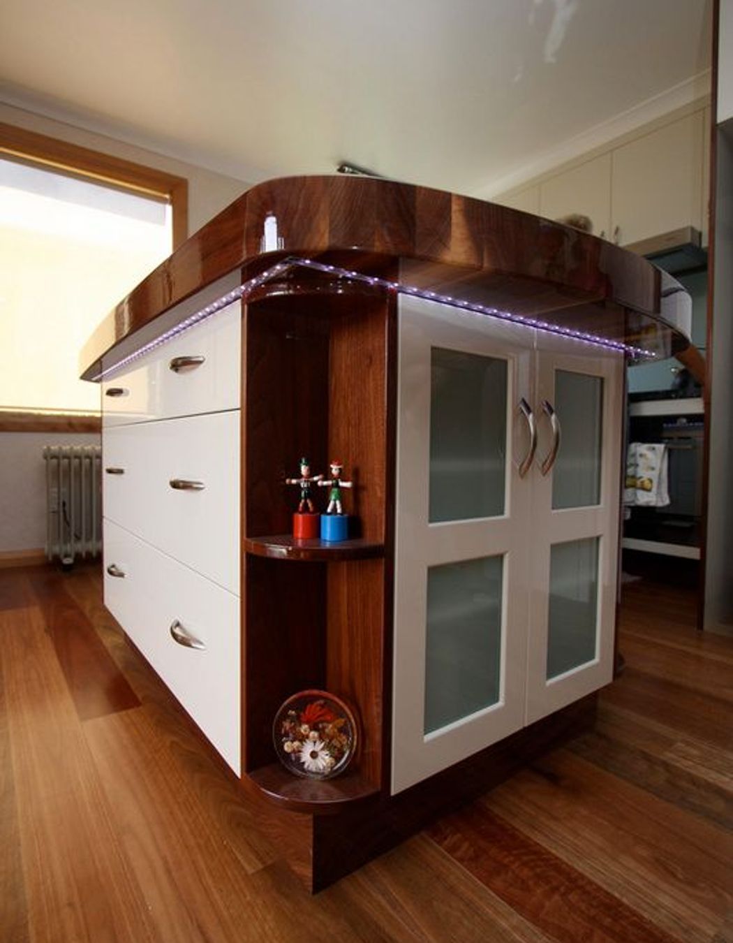 Kitchen island showing downlights