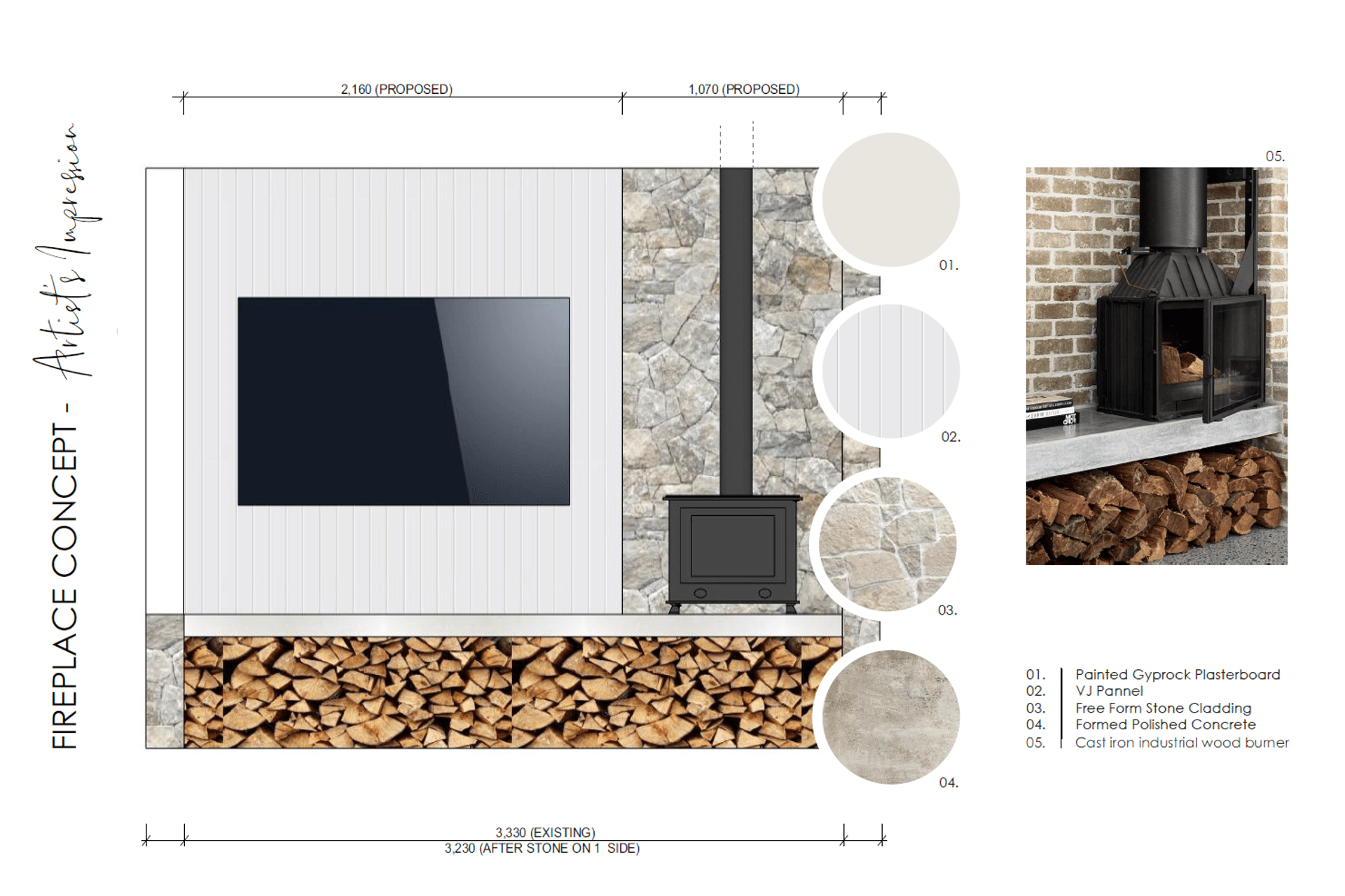 Fireplace Initial Concept - See detailed design below