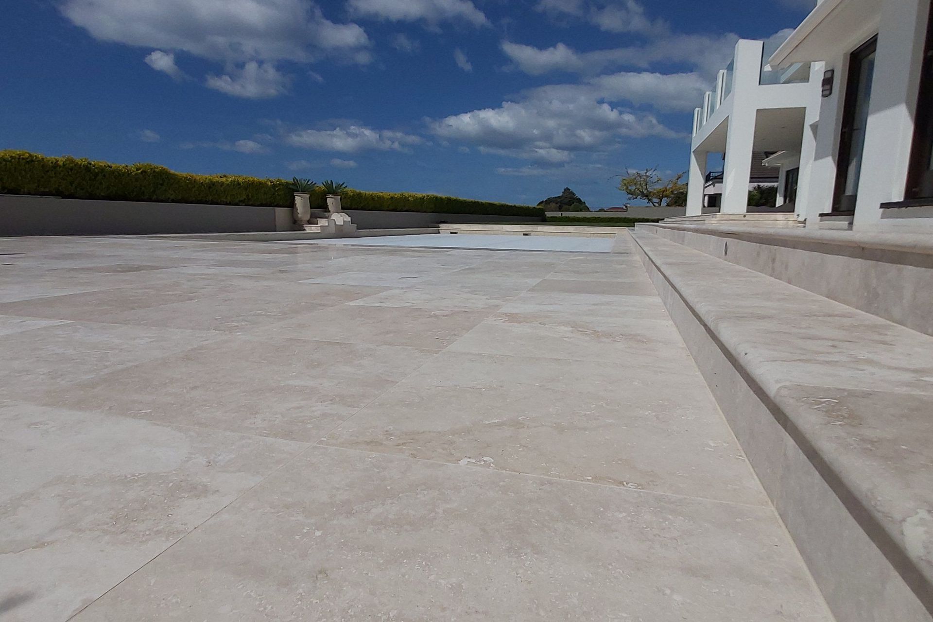 Travertine tile pool surround Restoration and Protection Application