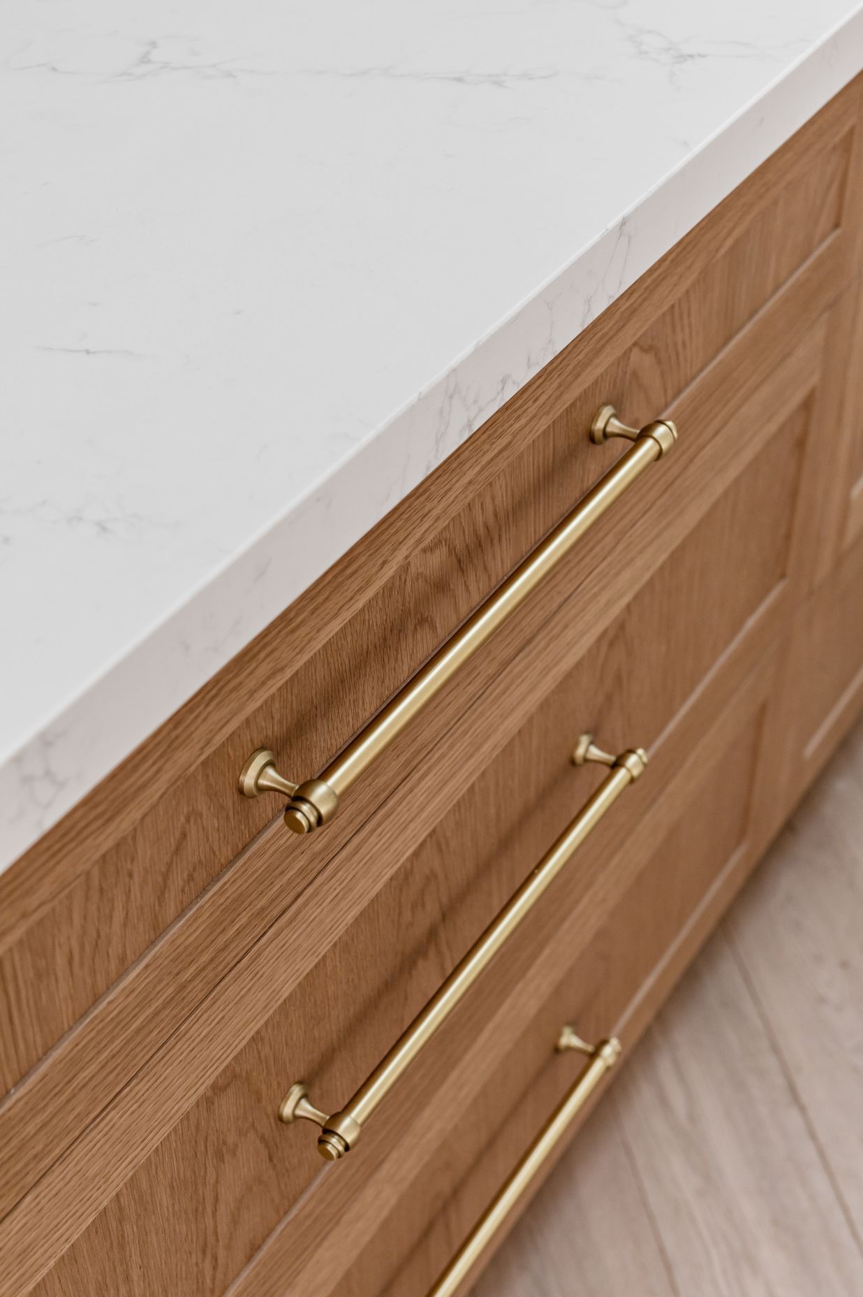 Featuring Mayfair Handle in Brushed Brass by Touch Handles