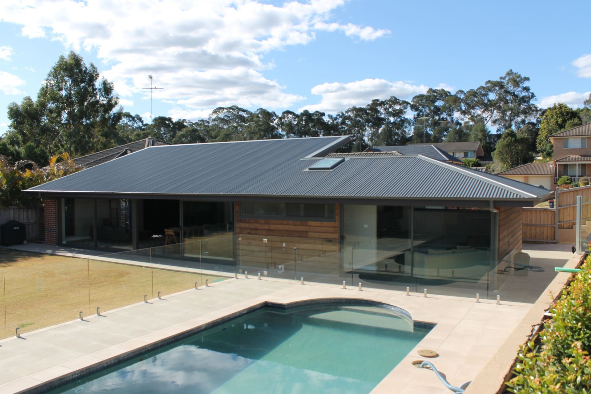 Rear view from above the existing pool