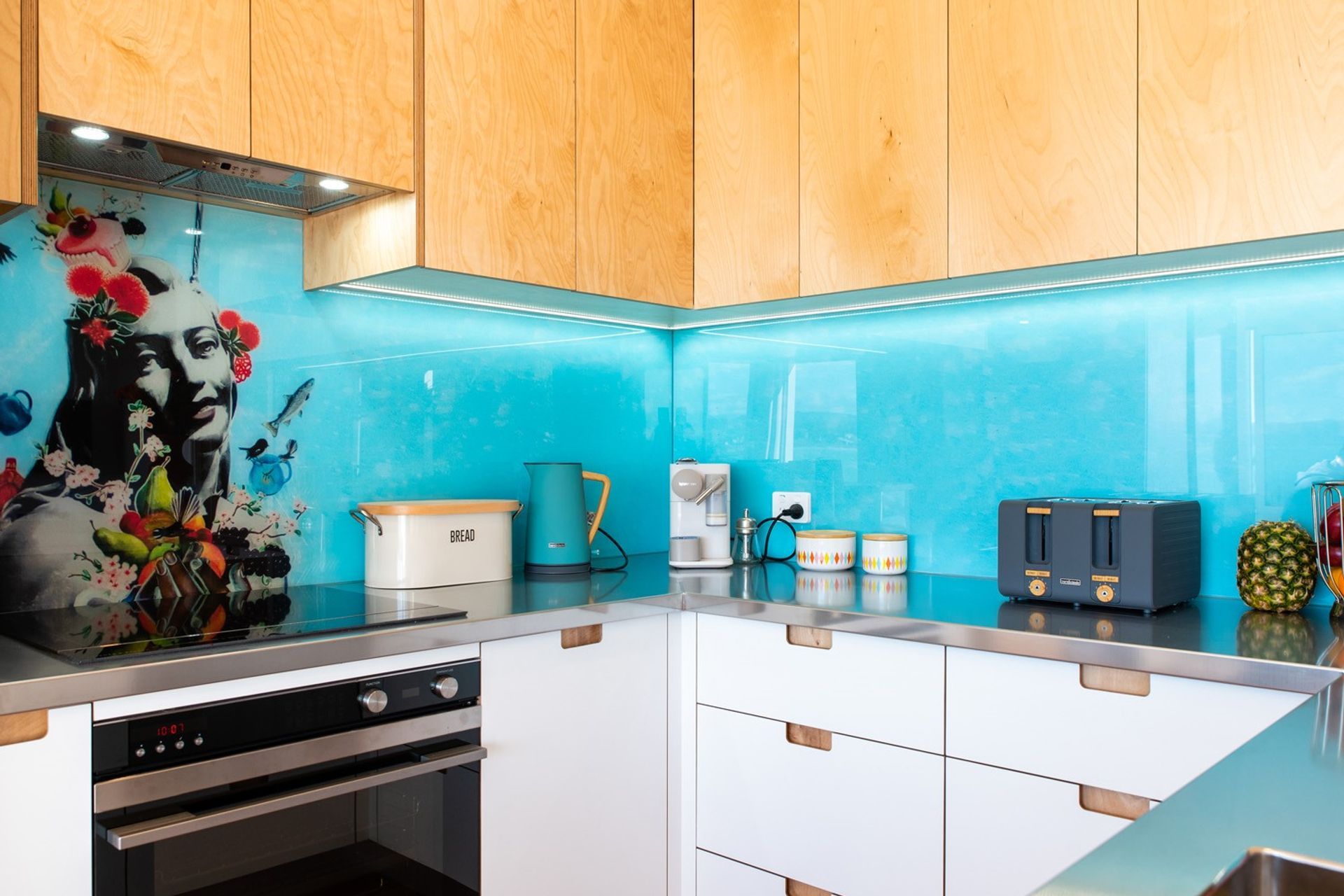 Plywood Kitchen with a colourful twist