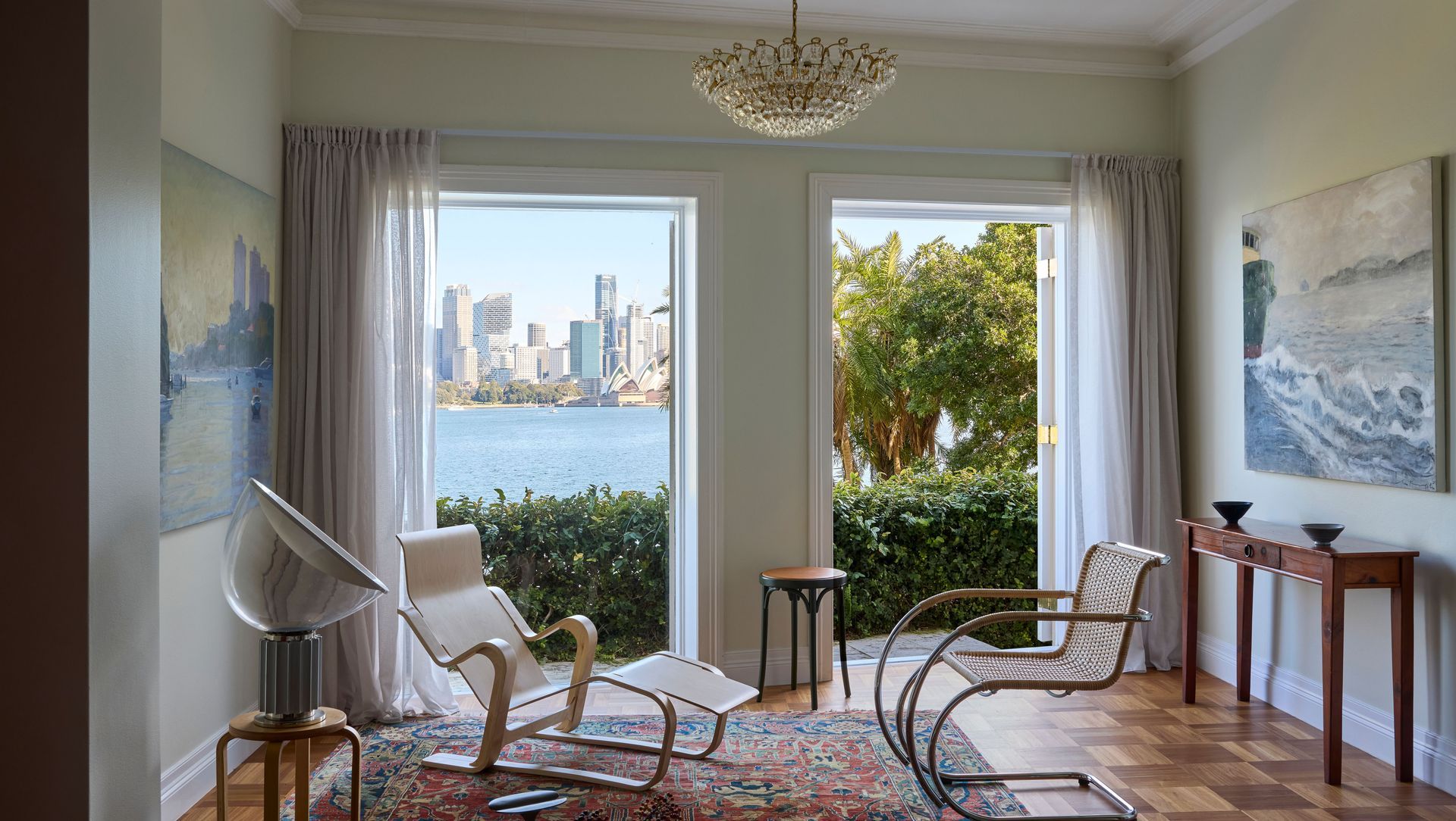 Living room with water front views of Sydney Harbour
