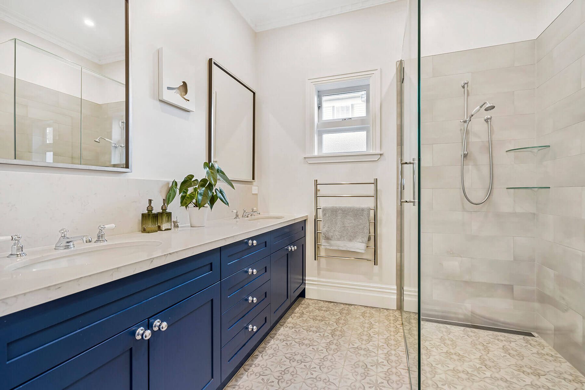 Italian tiles and tap ware in the new bathroom