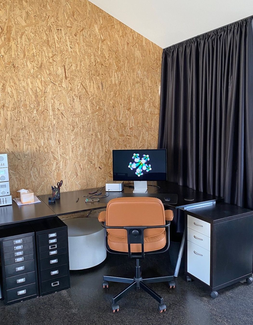 Office with exposed structural insulated panels