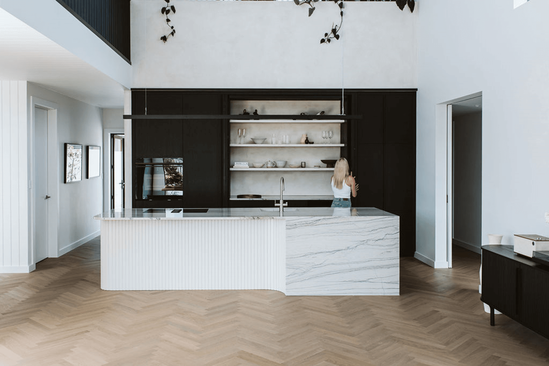 Niwi Residence - Timber Herringbone Flooring + Timber Veneer