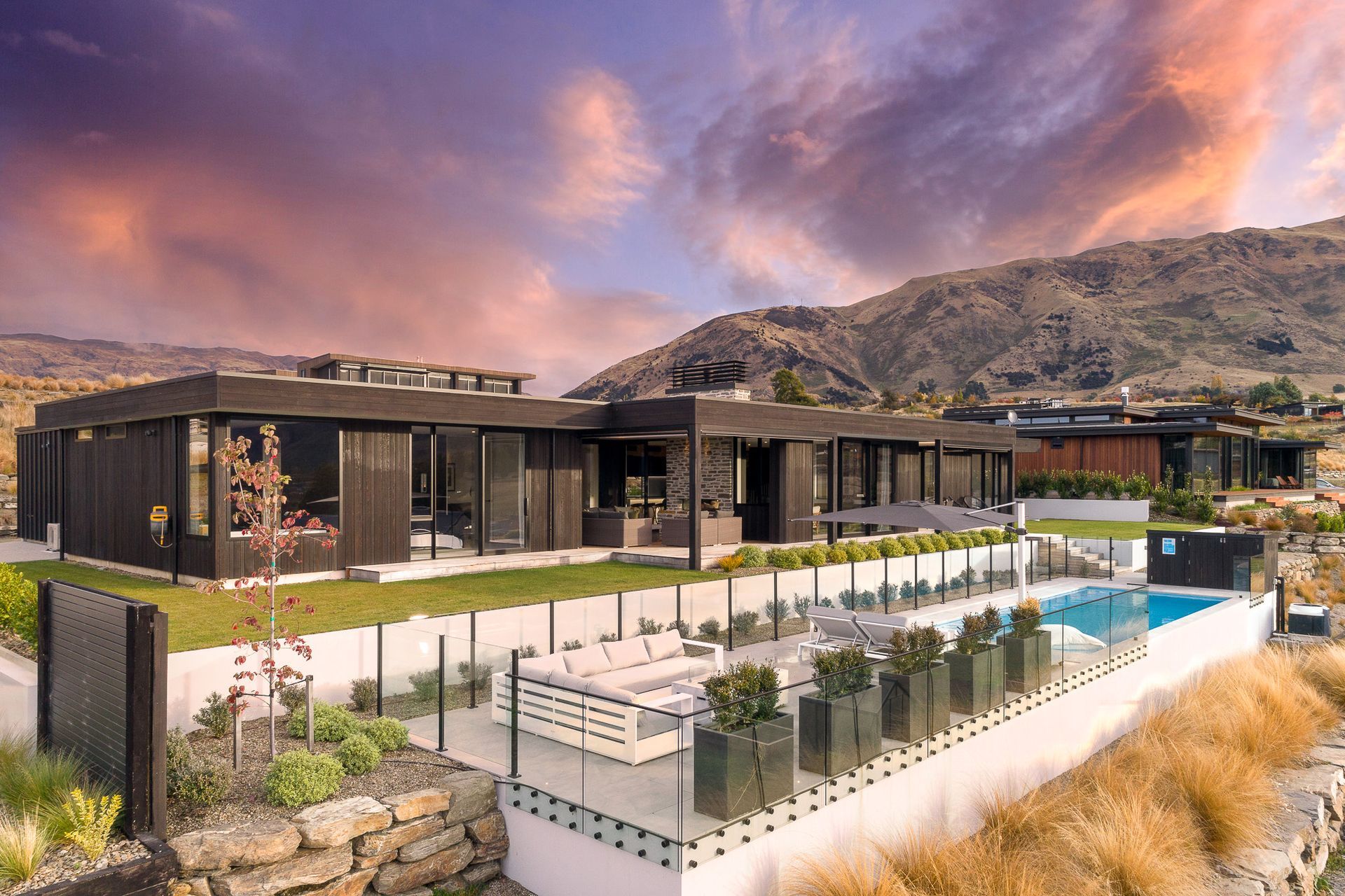 Exterior. Landscaping- by Tim at The Landscaper Wanaka. Interior Design- Kelly @ Archi Build Ltd.