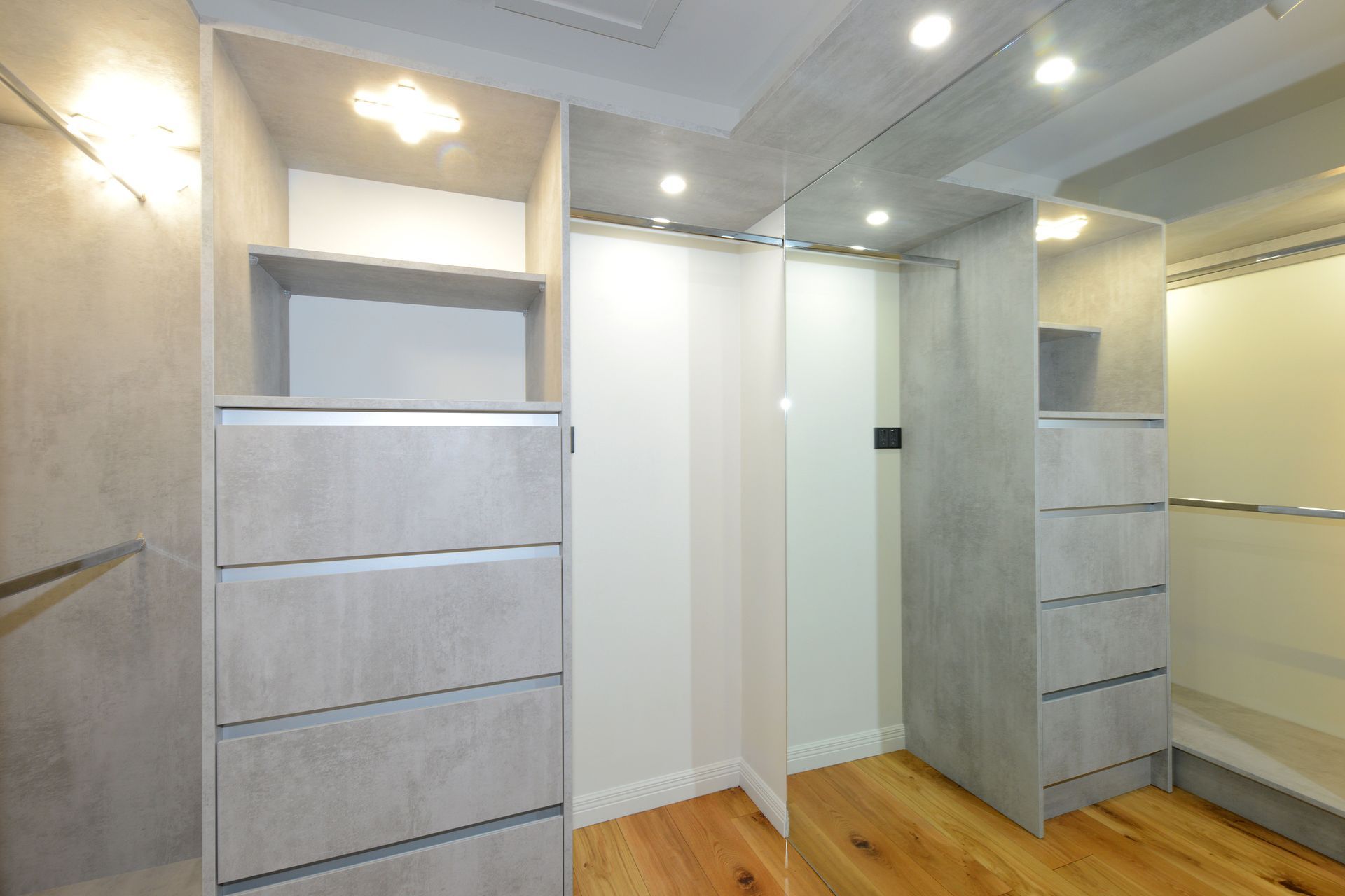 Dressing Room All Lit Up With LED Lighting from DOMUS Line™ of Italy. Smally Spotlights, SE H4 LED Strip and X-Sign Feature Lights.