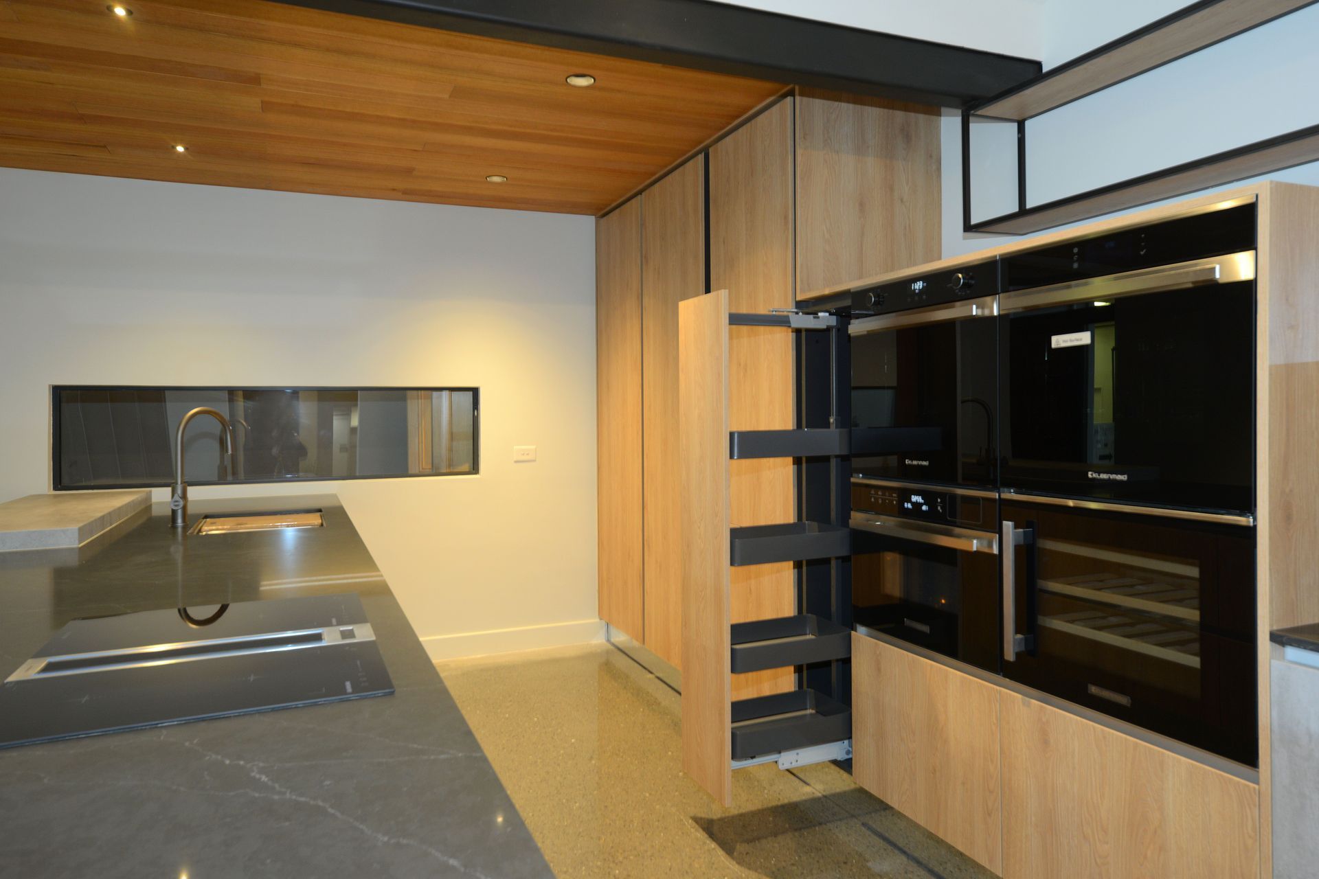 Designed and Made in Germany, the Vauth Sagel VS TAL Larder Pull Out Pantry Afixes to Your Cabinet Front. 4 Height Options. Seen Here in Planero Style.