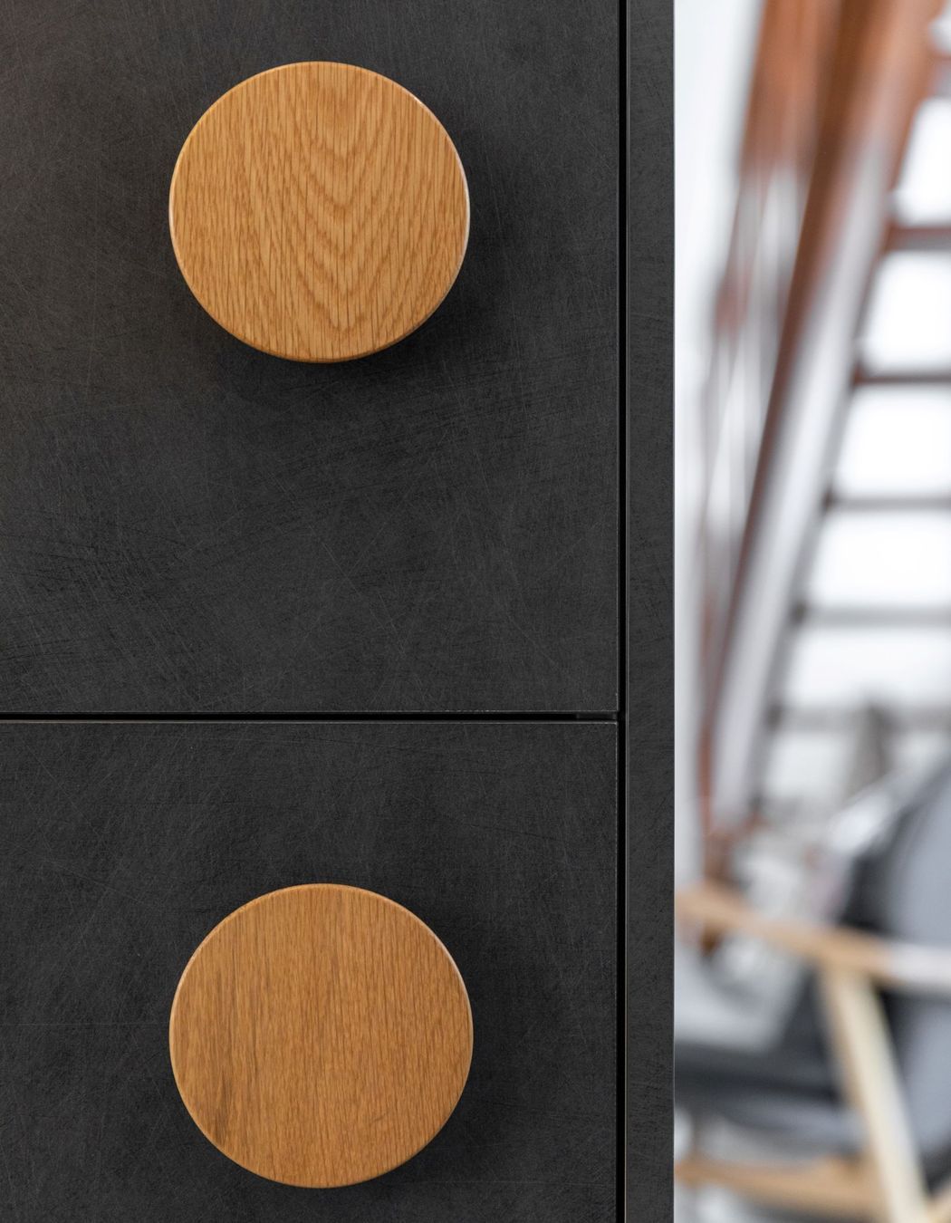 Prime Melamine in Honed Slate and Prime Melamine in Baroque, Designed by Toni Roberts of Kitchen Architecture