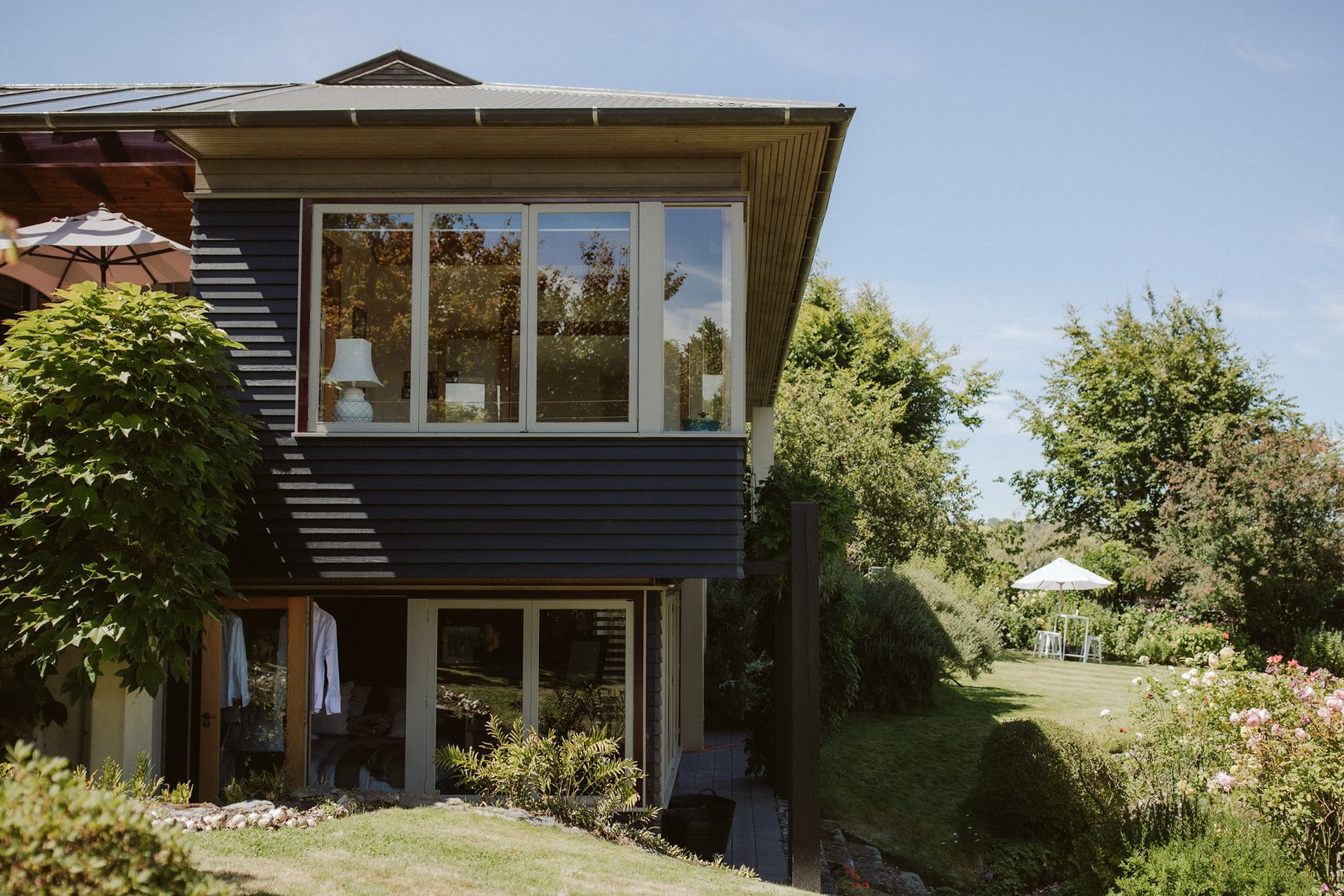 two houses and a garden
