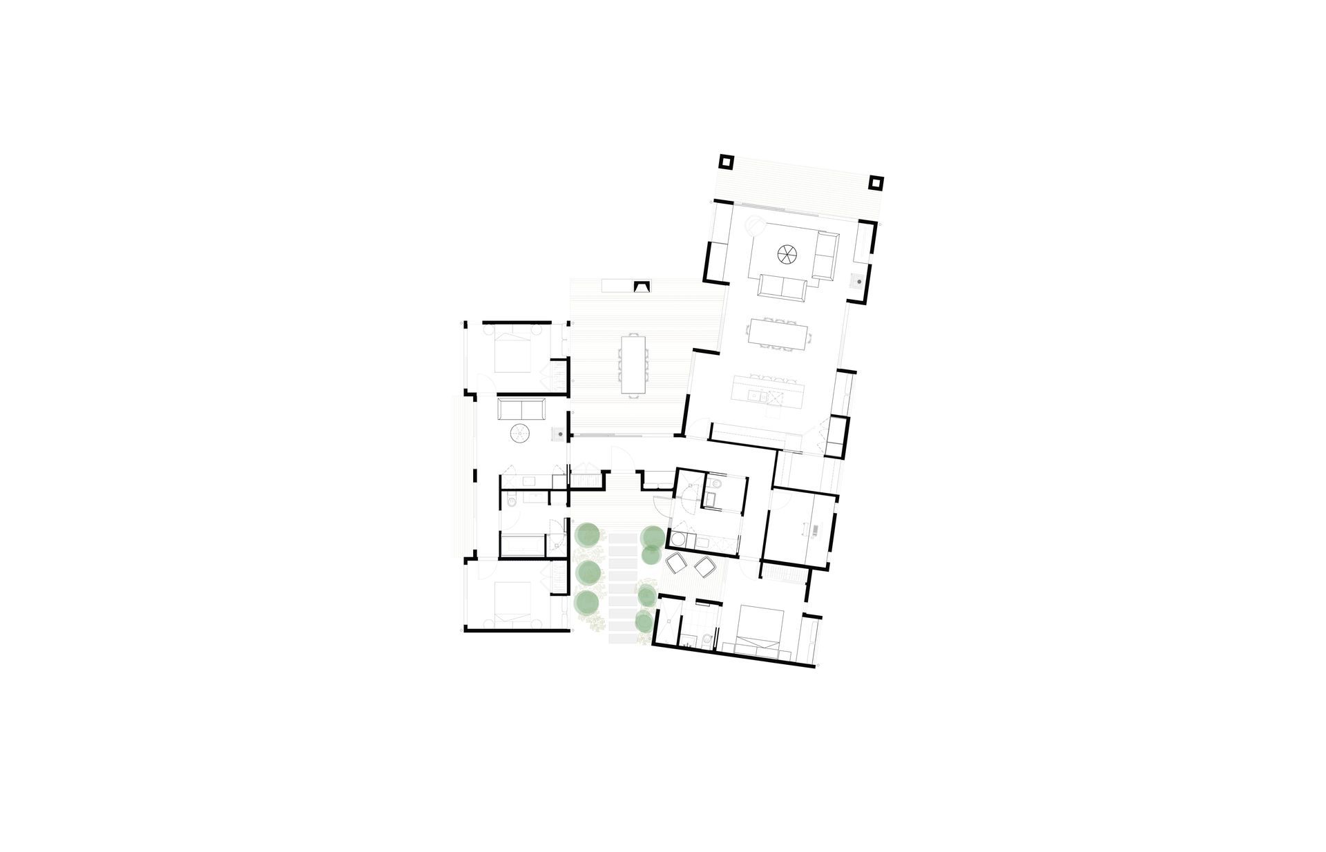 The floor plan reveals the simple, carefully planned layout of The Lookout, where open-plan living spaces are positioned to capture expansive coastal views while maintaining a strong connection to the surrounding landscape. Private bedrooms are thoughtfully separated from the social areas, creating a contemporary family home that balances comfort, efficiency and everyday living.