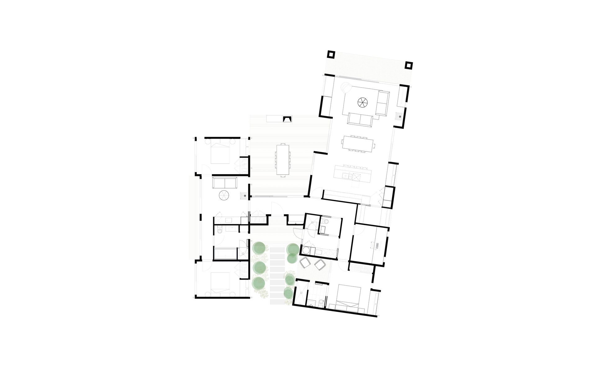 The floor plan reveals the simple, carefully planned layout of The Lookout, where open-plan living spaces are positioned to capture expansive coastal views while maintaining a strong connection to the surrounding landscape. Private bedrooms are thoughtfully separated from the social areas, creating a contemporary family home that balances comfort, efficiency and everyday living.