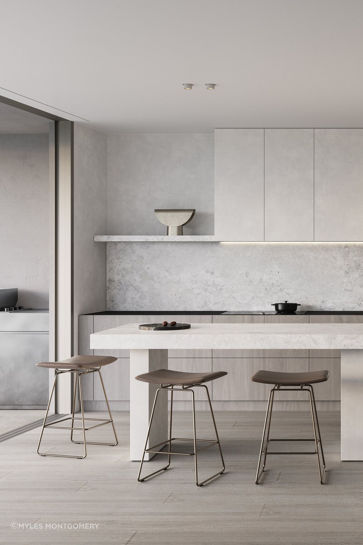 Marble-clad kitchens provide an anchor point for living and entertaining.