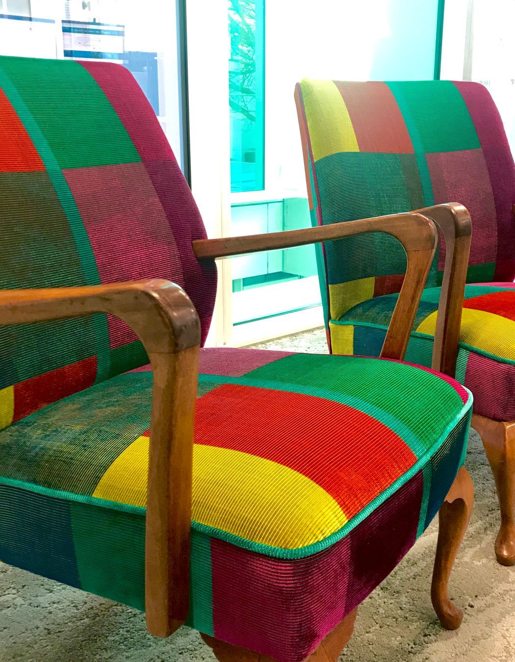 Two lovely vintage chairs were given a new lease on life for the family corner in the Chch NZTE office.