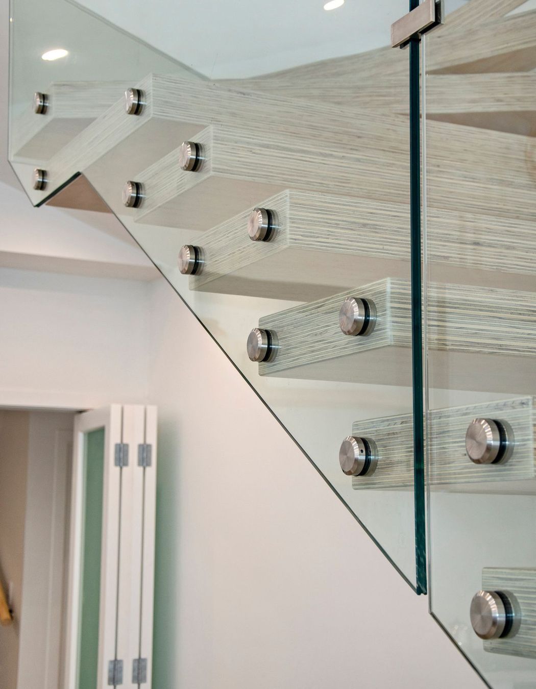 Custom built floating staircase details