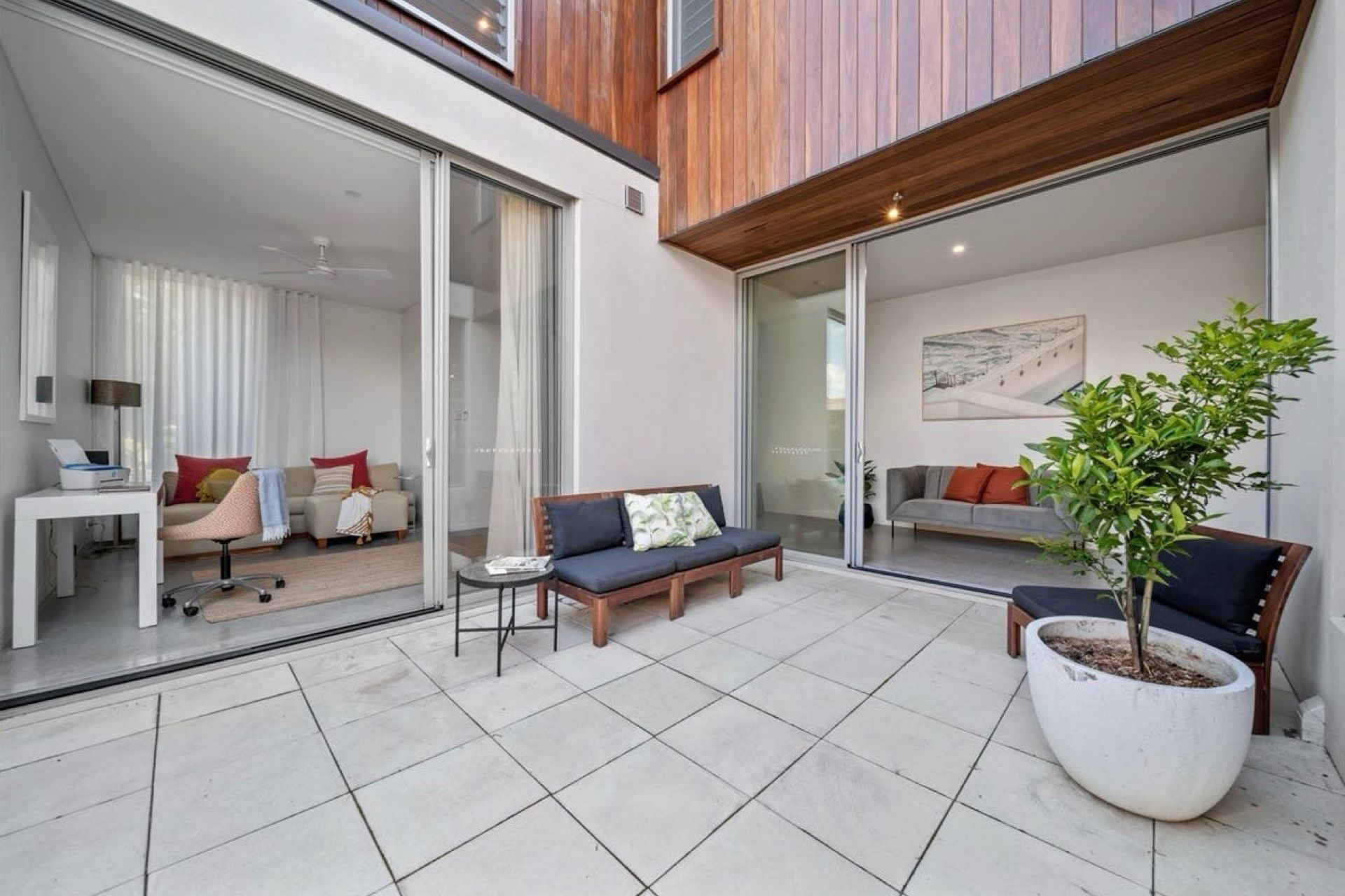 Study and hall facing the front of the home