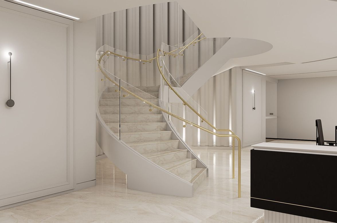 Fashion House - Beautiful Bent Glass Staircase