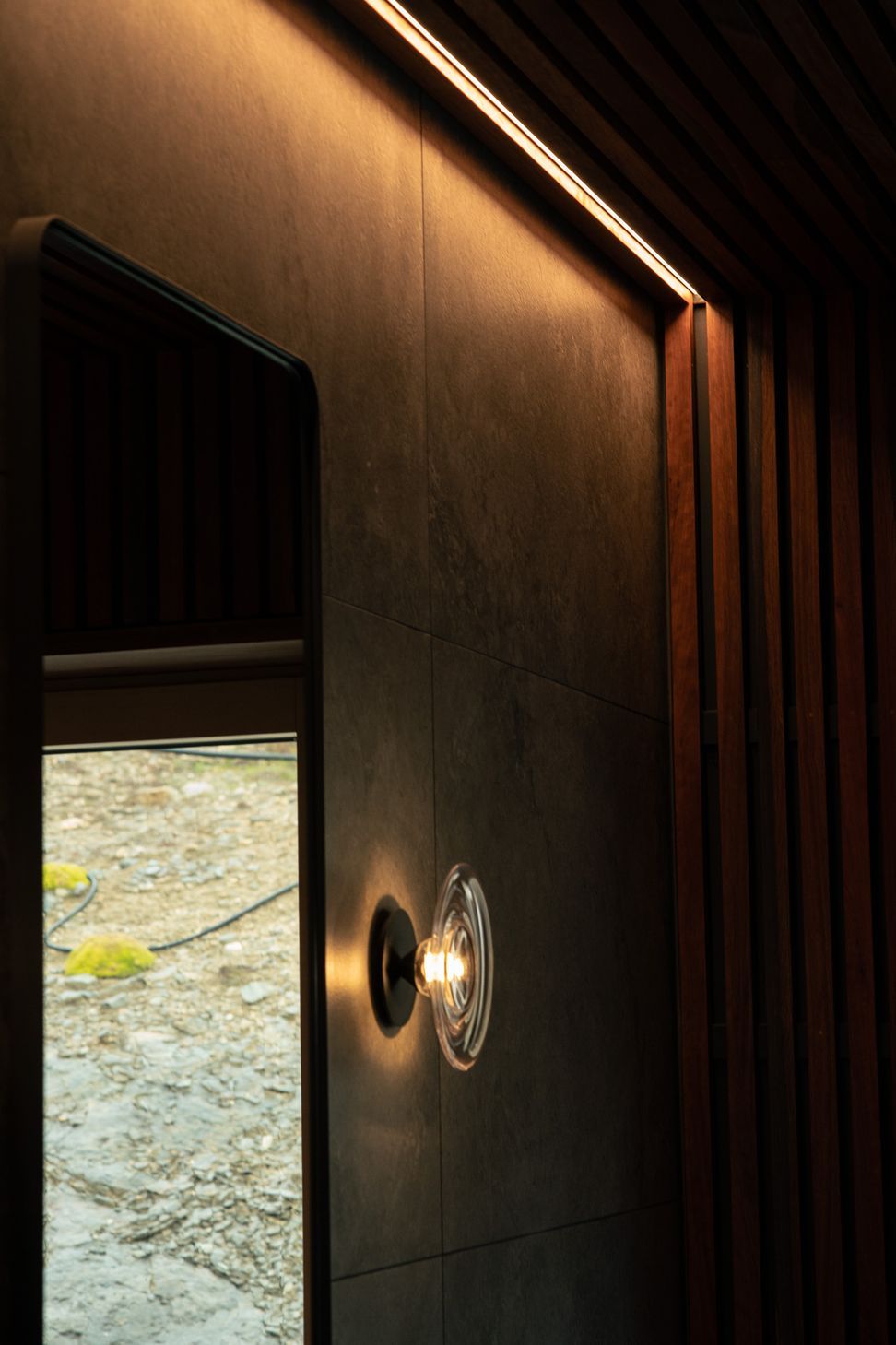 LED strip light integrated into the timber batten ceiling