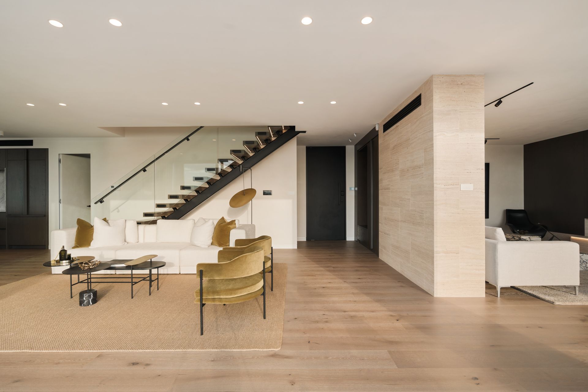 Travertine Entrance Way | Westmere House | Residential New-Build | Macfie Architecture