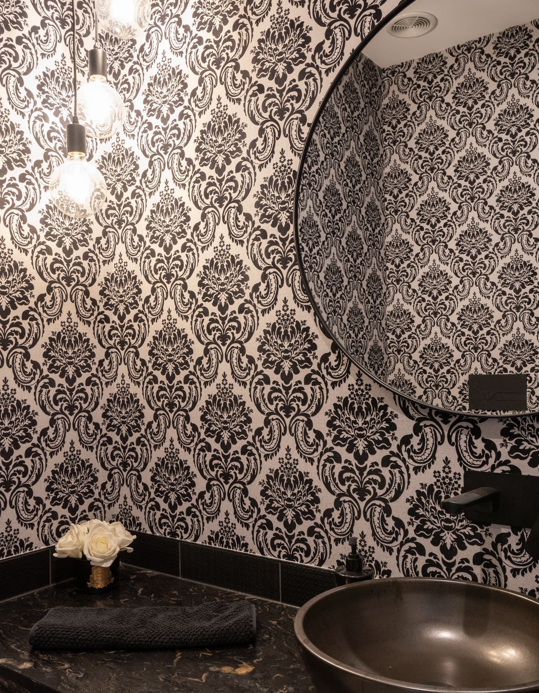 Fabulous felt wallpapers from Tobin add easily changeable pops of personality to well-chosen walls.