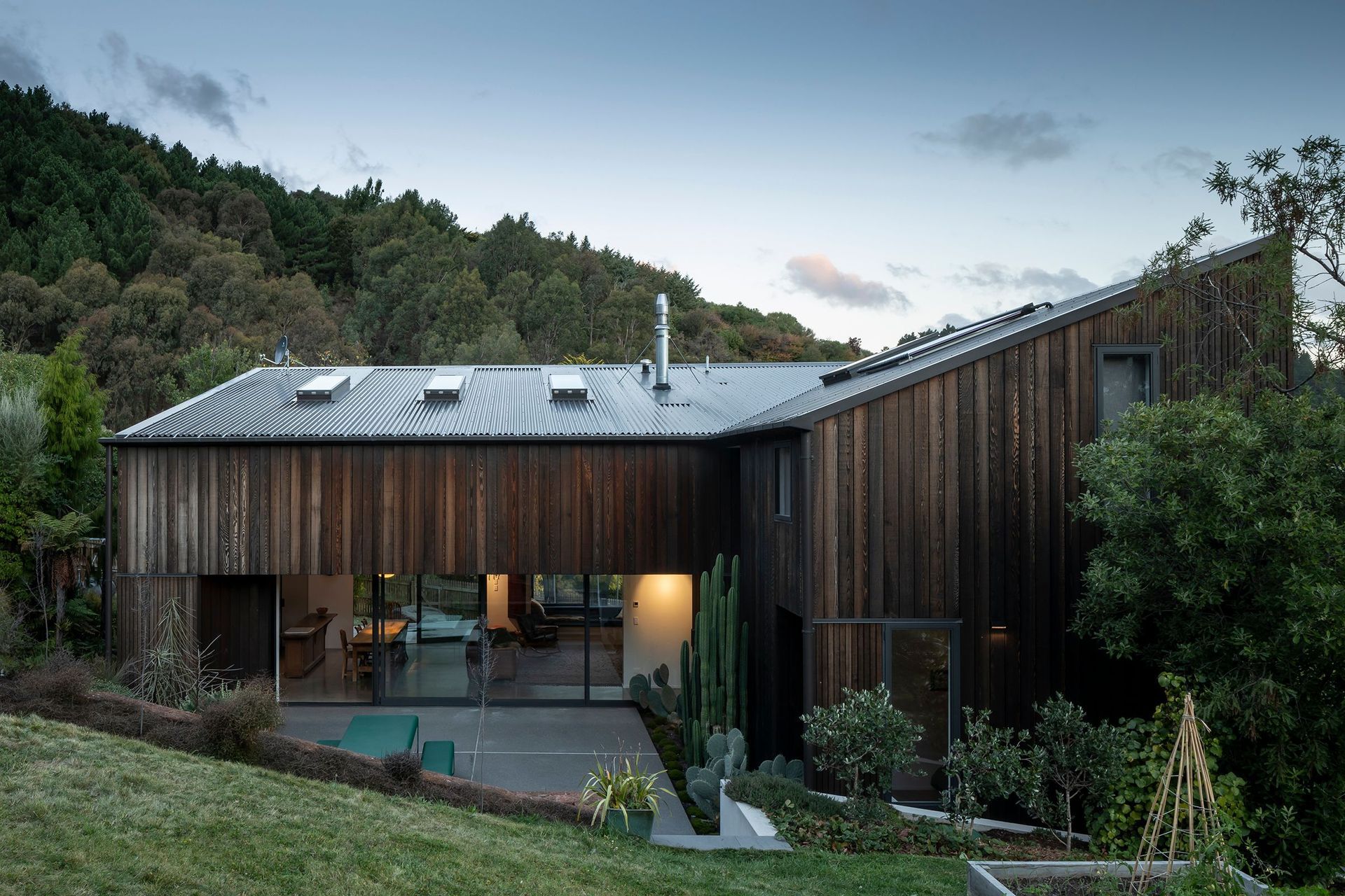 The cacti planting in the courtyard was taken from the original planting on the site, and special attention was given to preserving mature trees on the property.