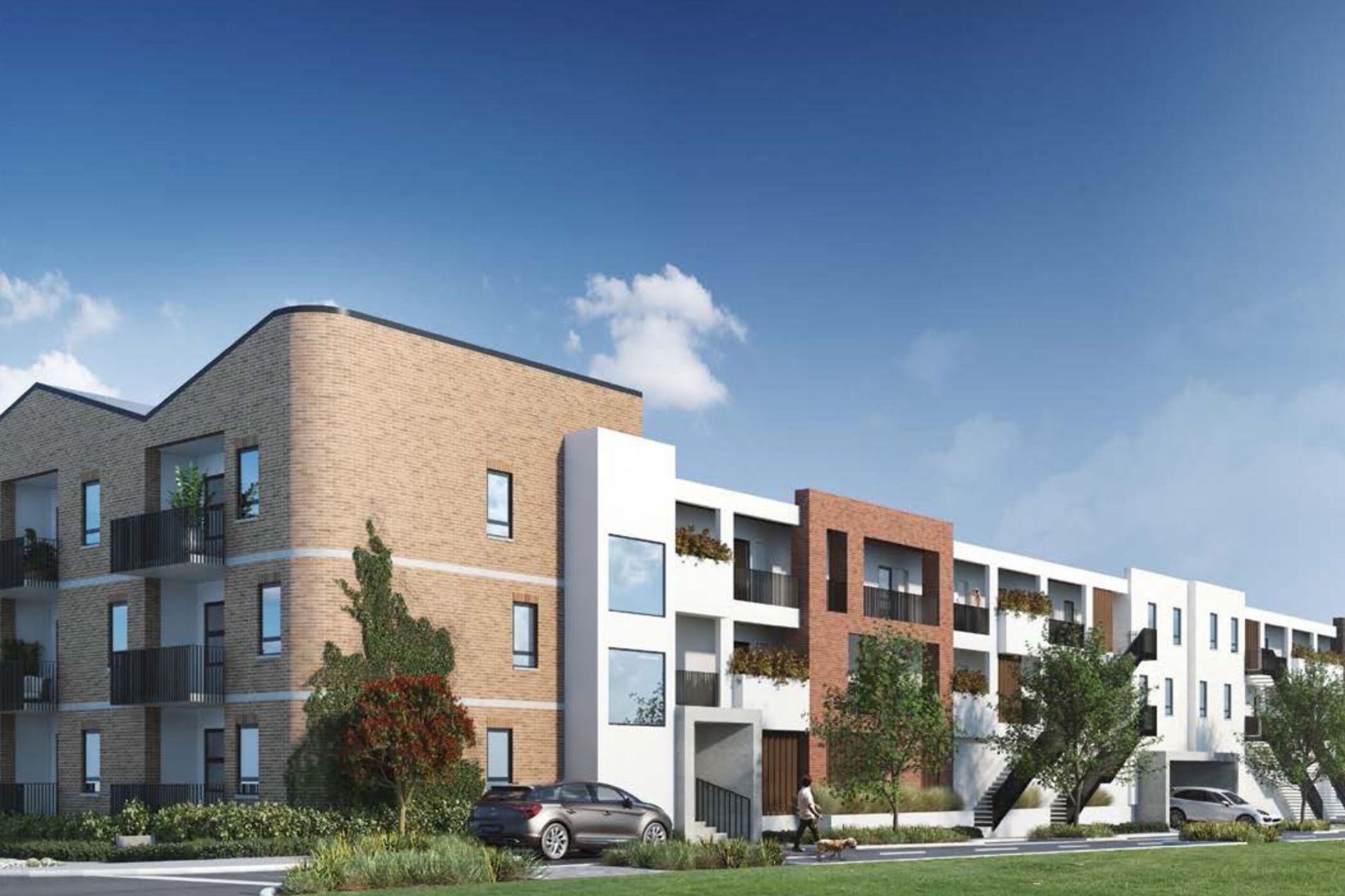 Visualisation of back of apartment block