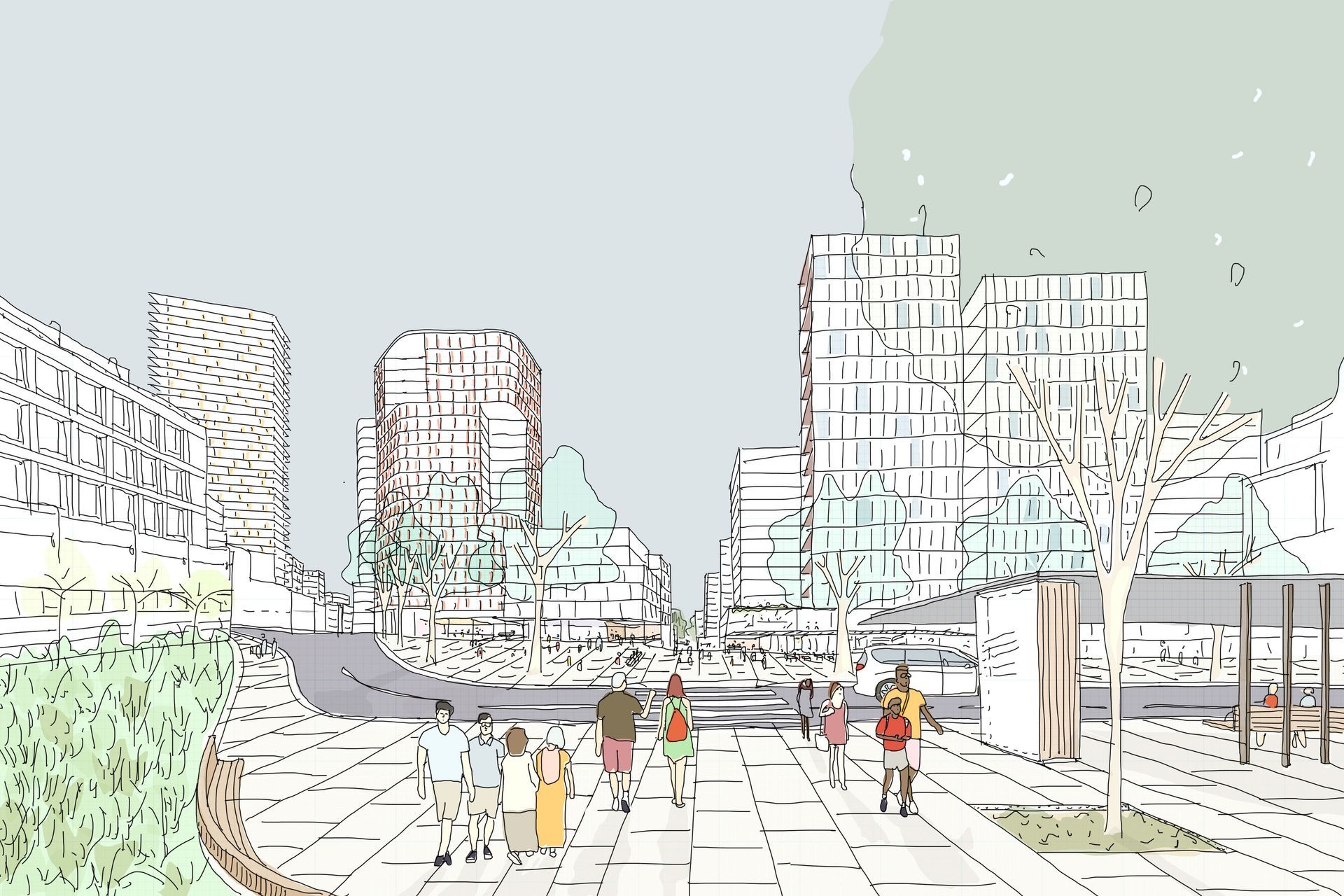 Rail arrival precinct.