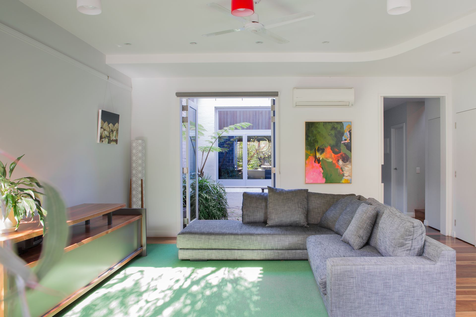 Living room, view to courtyard lightwell