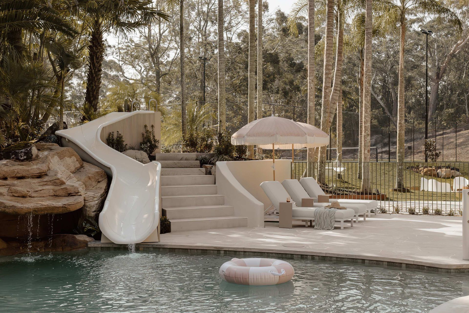 Aruba Rounded Sunbed and Aruba Flip Side Table