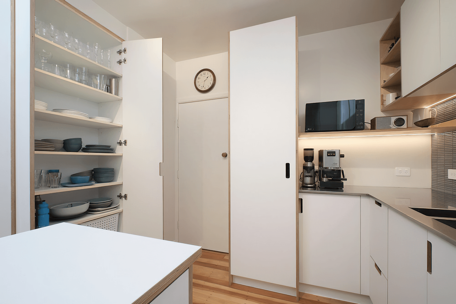 Full overlay kitchen &amp; laundry white + birch