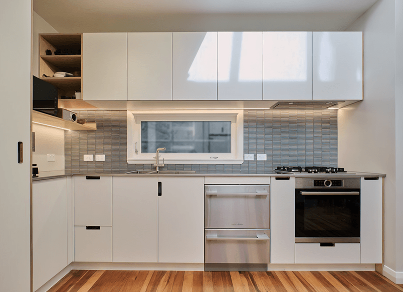 Full overlay kitchen & laundry white + birch