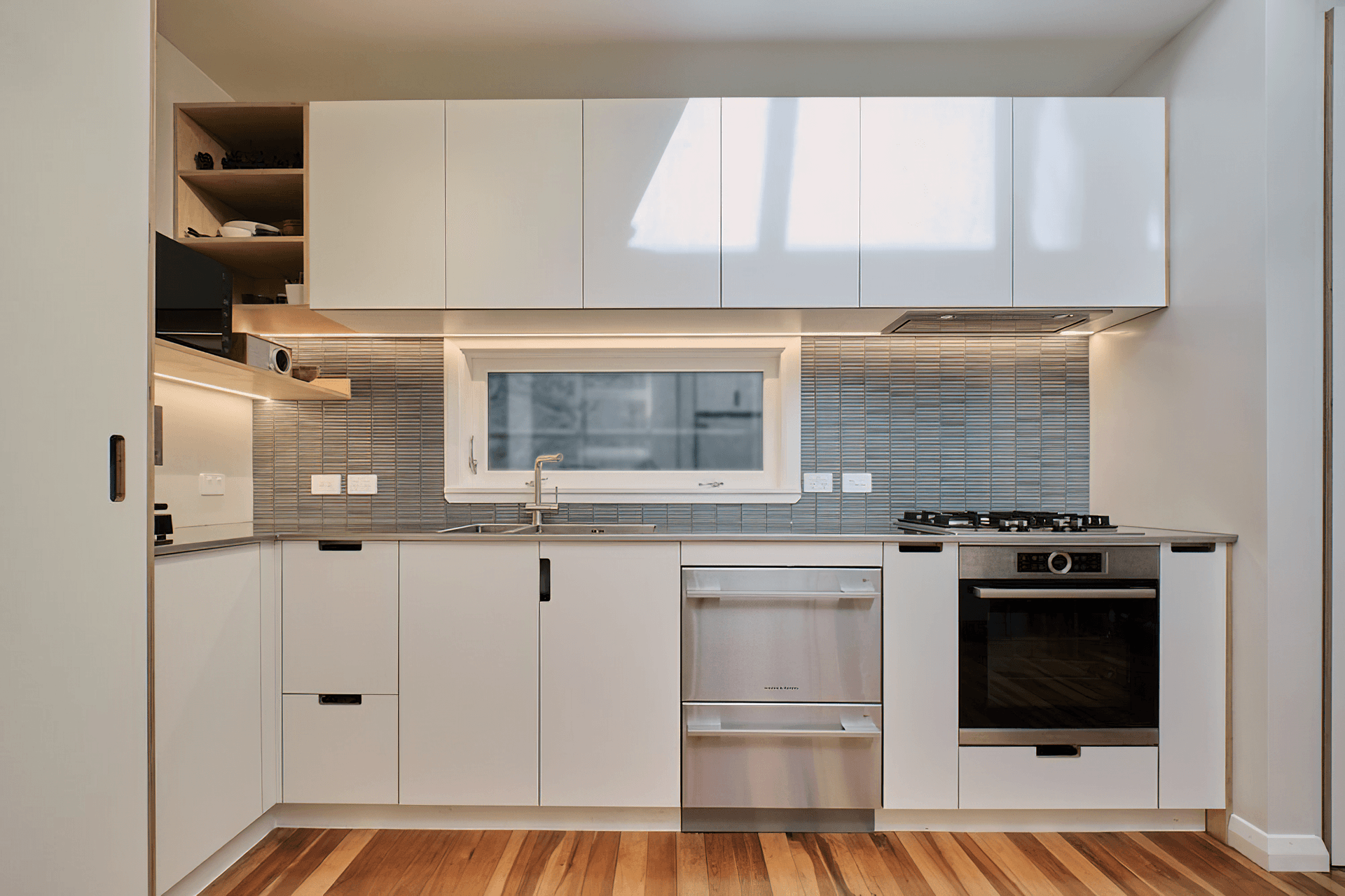 Full overlay kitchen &amp; laundry white + birch