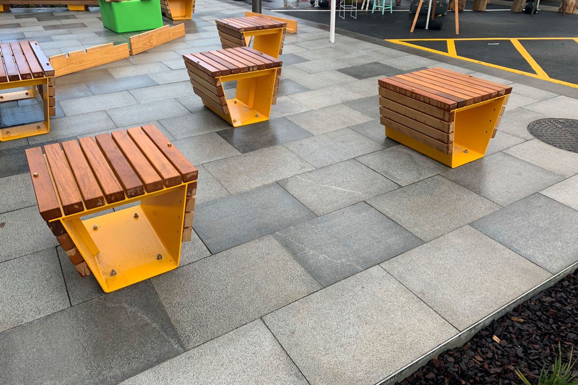 Palmerston Square CBD upgrade with Horizon International Basalt stone pavers and Granite