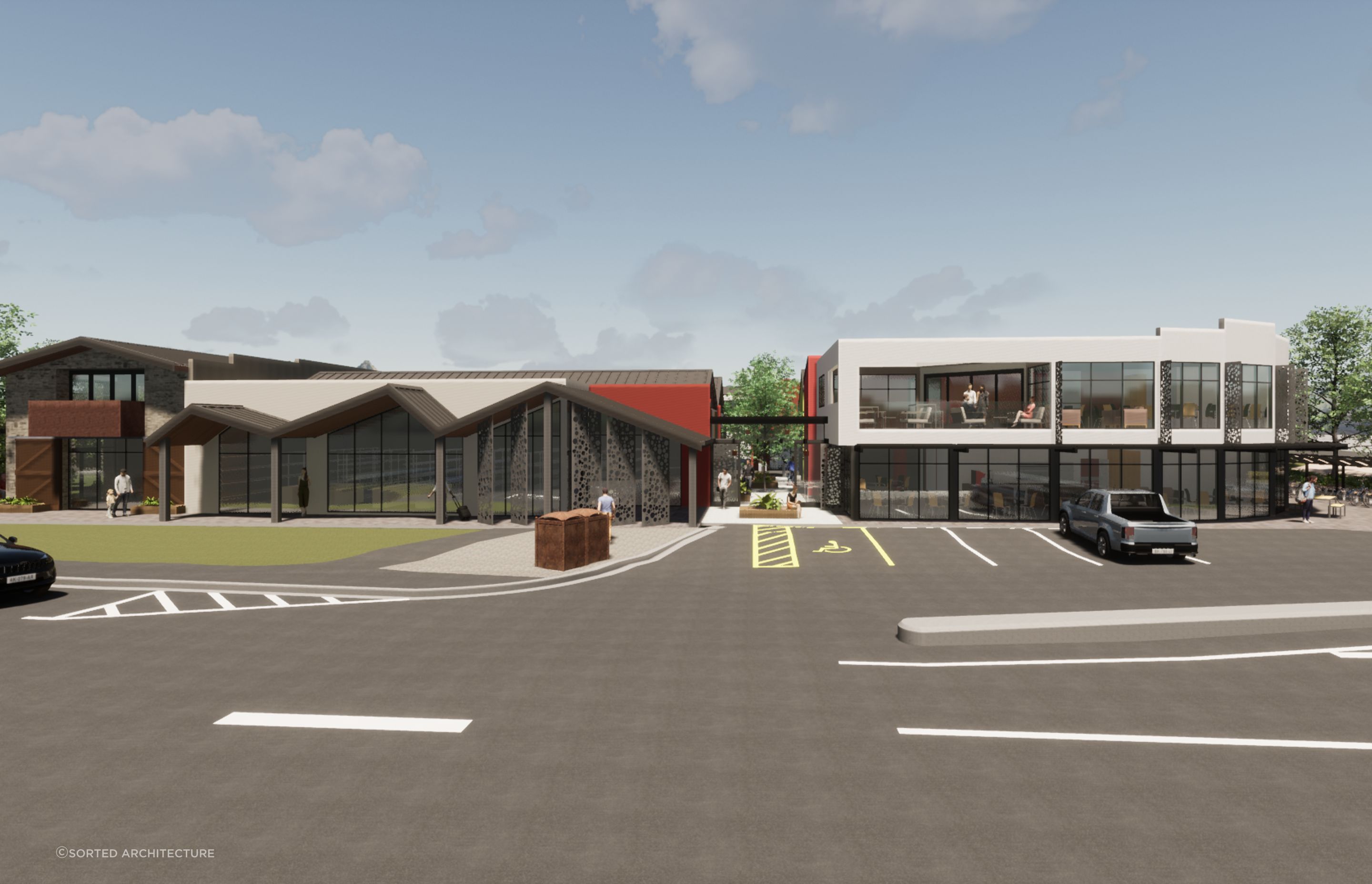 3D render of the Lake Hawea Village precinct by Sorted Architecture